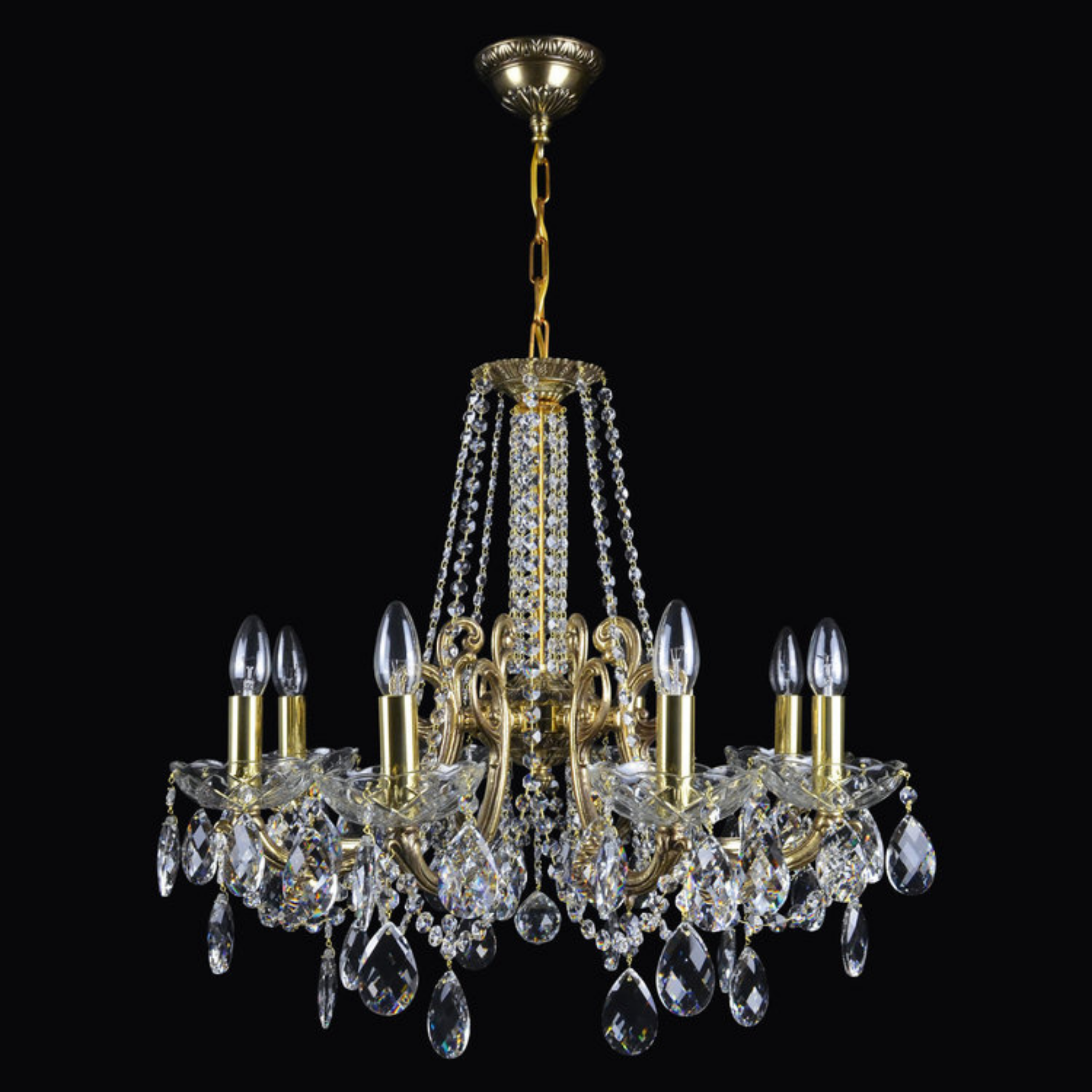 Taurus 8 Brass Crystal Glass Chandelier (Beta Gold) - Wranovsky - Luxury Lighting Boutique