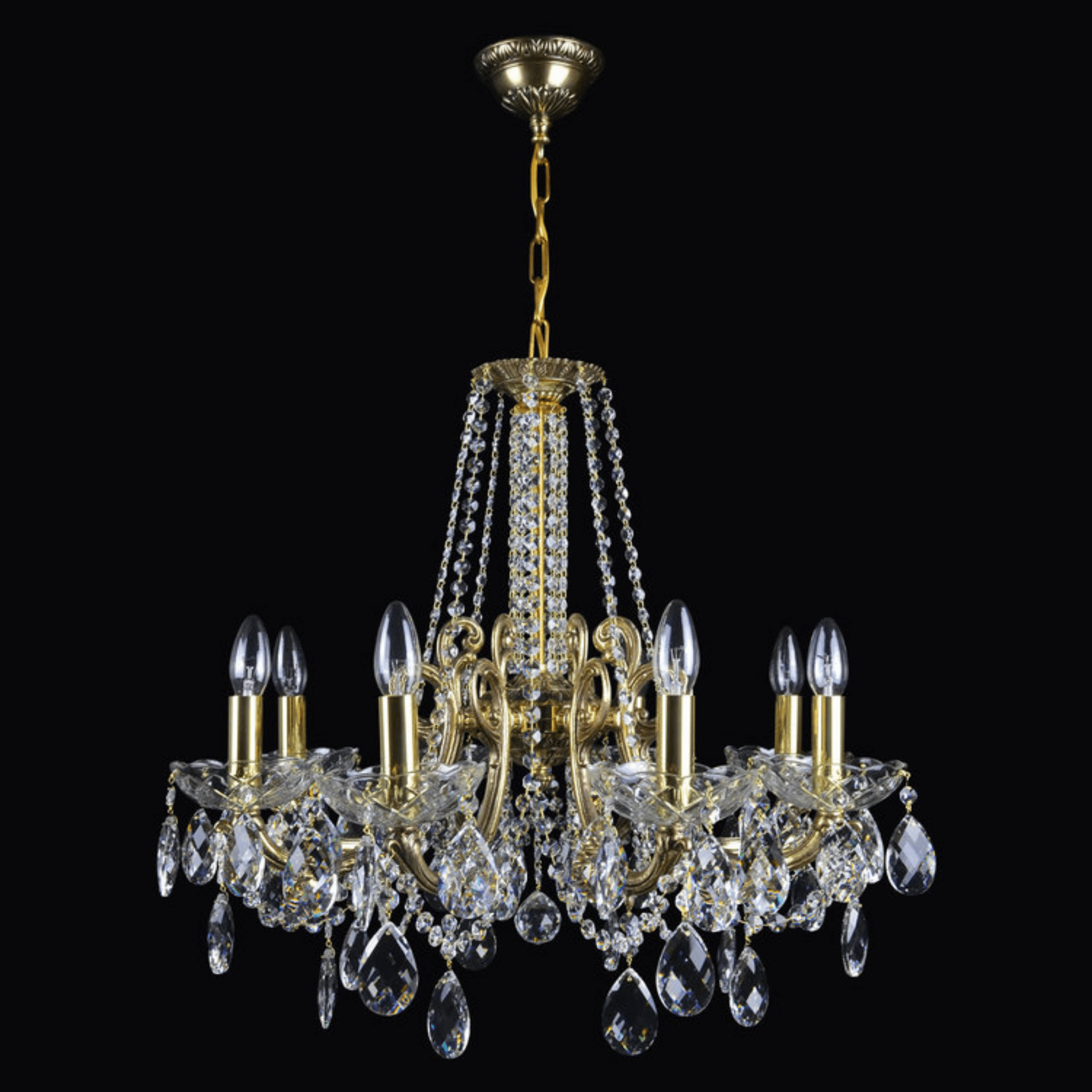 Taurus 8 Brass Crystal Glass Chandelier (Beta Gold) - Wranovsky - Luxury Lighting BoutiqueBrass/Metal ChandeliersWranovsky