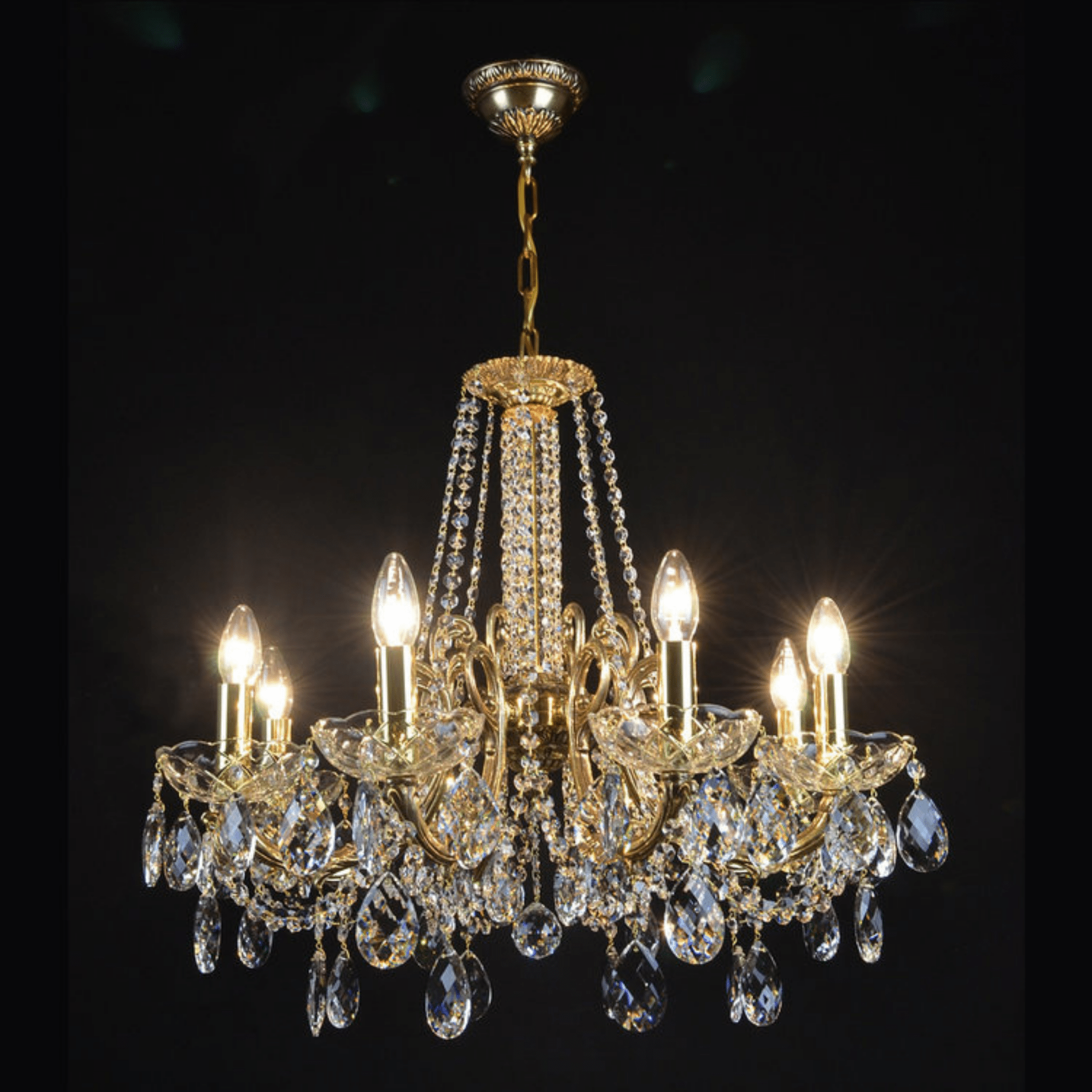 Taurus 8 Brass Crystal Glass Chandelier (Beta Gold) - Wranovsky - Luxury Lighting BoutiqueBrass/Metal ChandeliersWranovsky