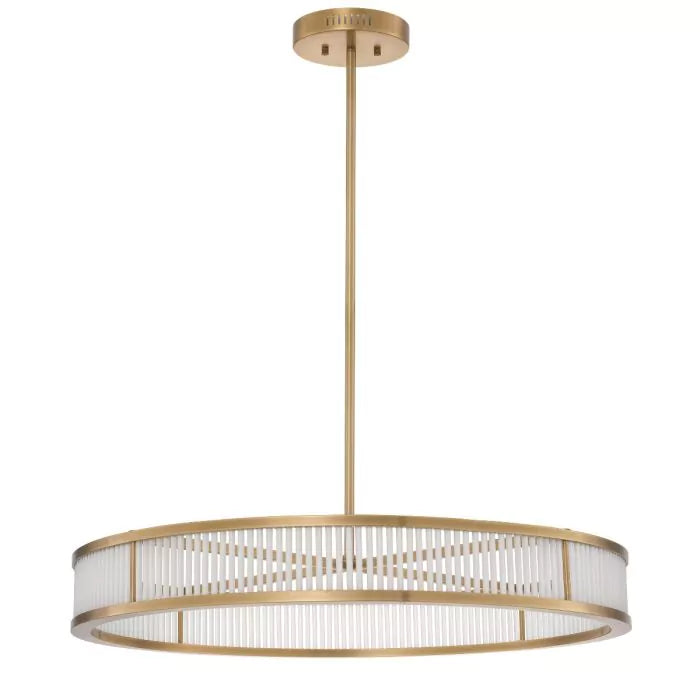 Thibaud L Modern Brass Chandelier (Antique Brass & Frosted Glass) - Eichholtz - Luxury Lighting Boutique