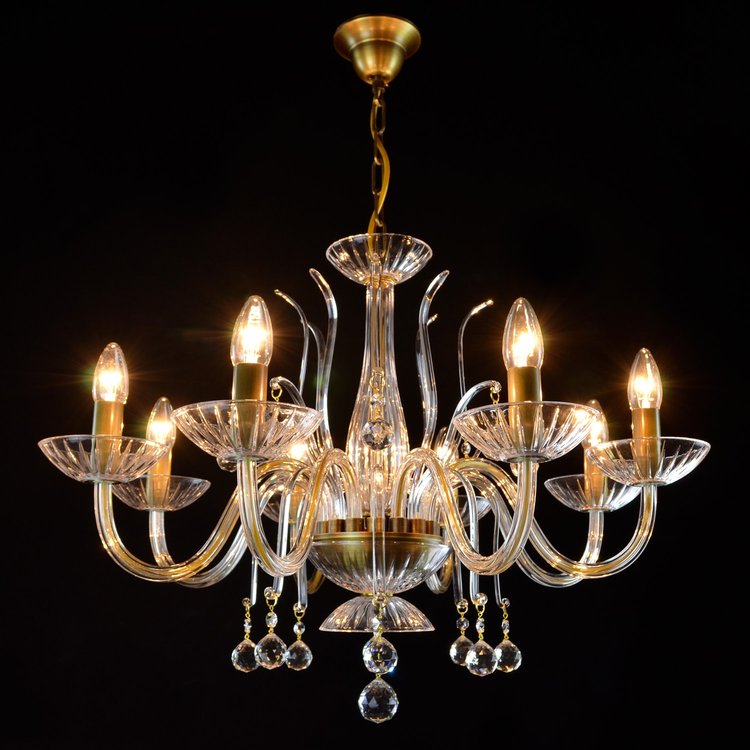 Tritonium 8 Crystal Glass Chandelier (Gold/Silver) - Wranovsky - Luxury Lighting Boutique