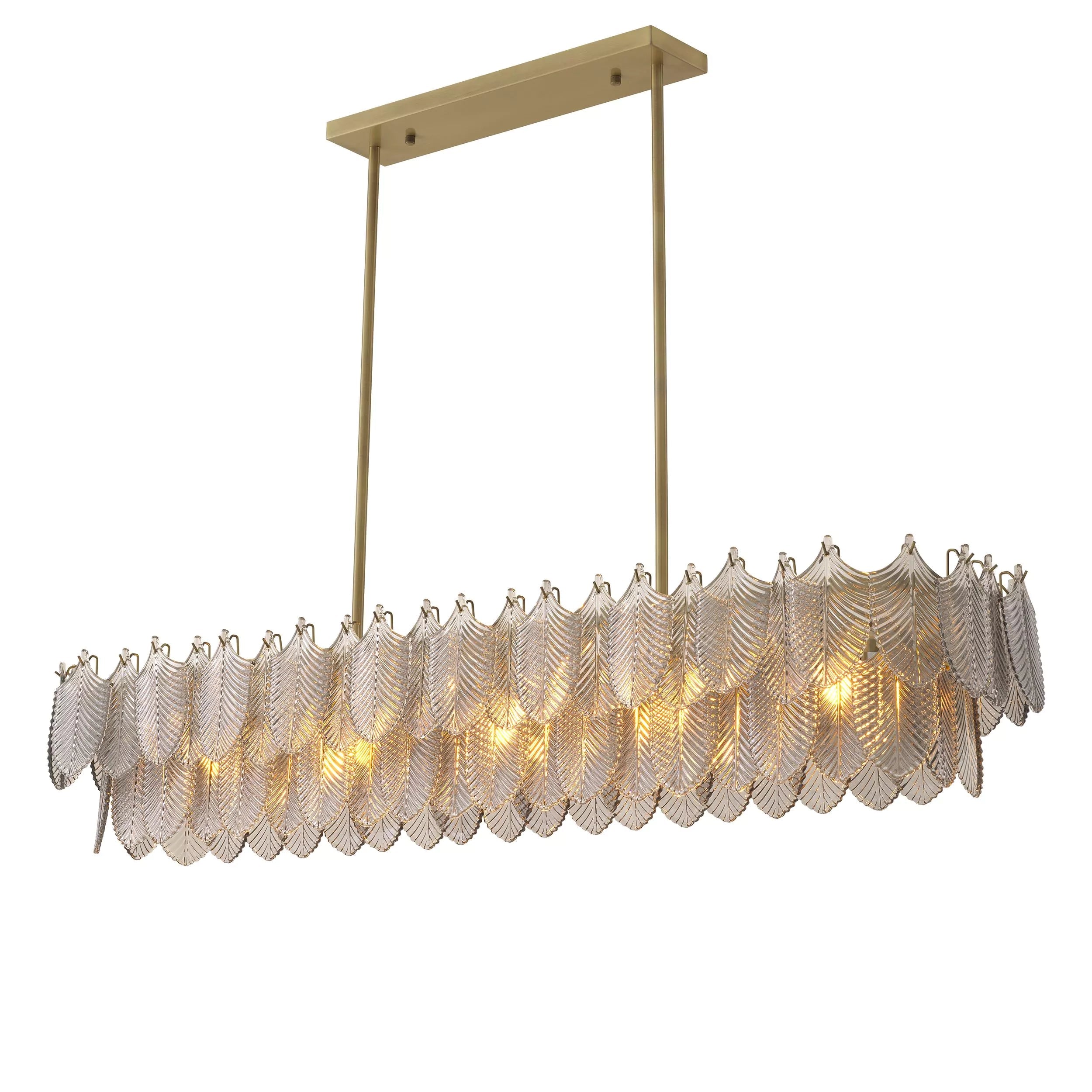 Verbier Rectangle Modern Brass Chandelier - (Light Brushed Brass Finish/Smoke Glass) - Eichholtz - Luxury Lighting Boutique