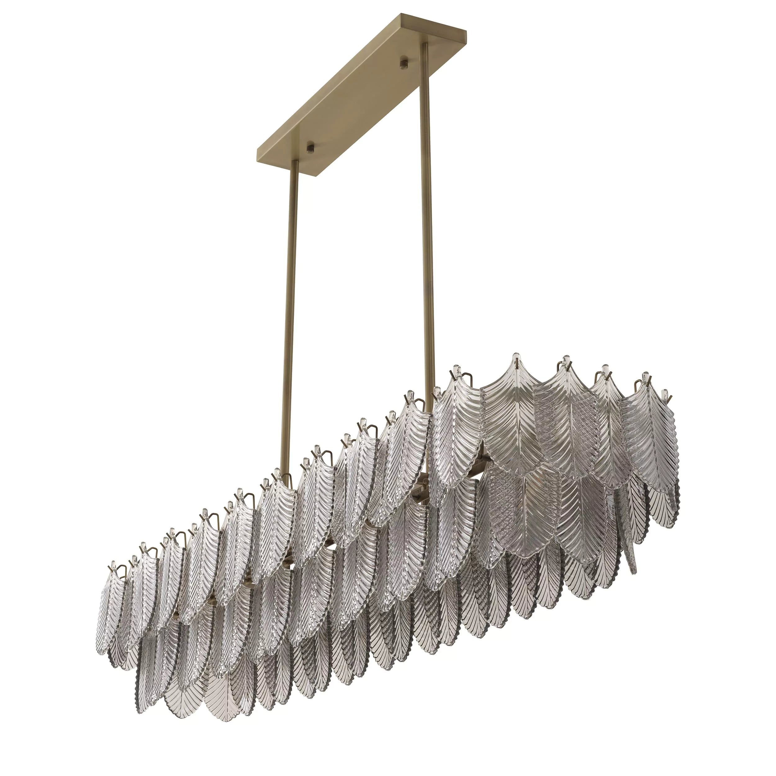 Verbier Rectangle Modern Brass Chandelier - (Light Brushed Brass Finish/Smoke Glass) - Eichholtz - Luxury Lighting Boutique