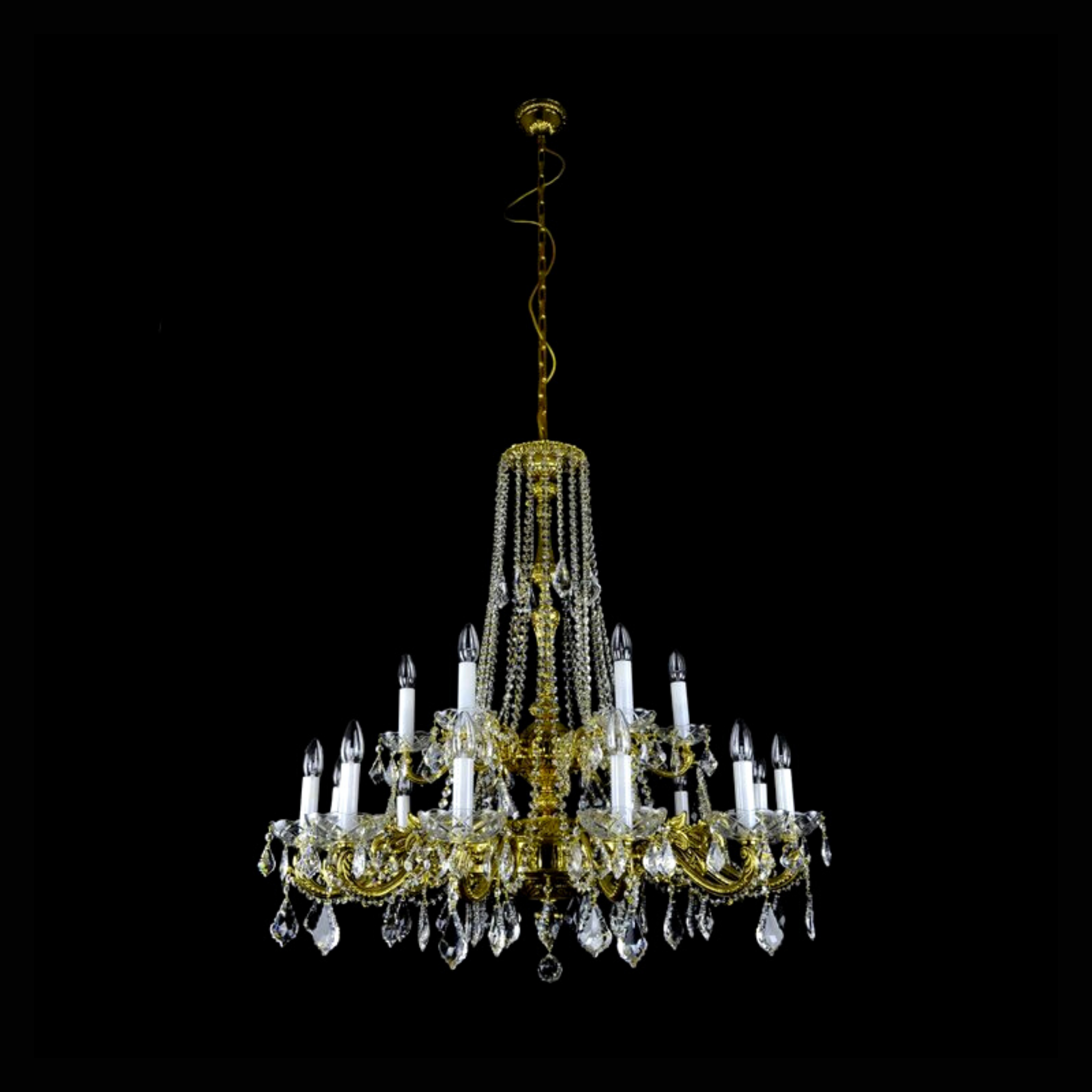 Virgo 18 Brass/Crystal Glass Chandelier - Wranovsky - Luxury Lighting Boutique
