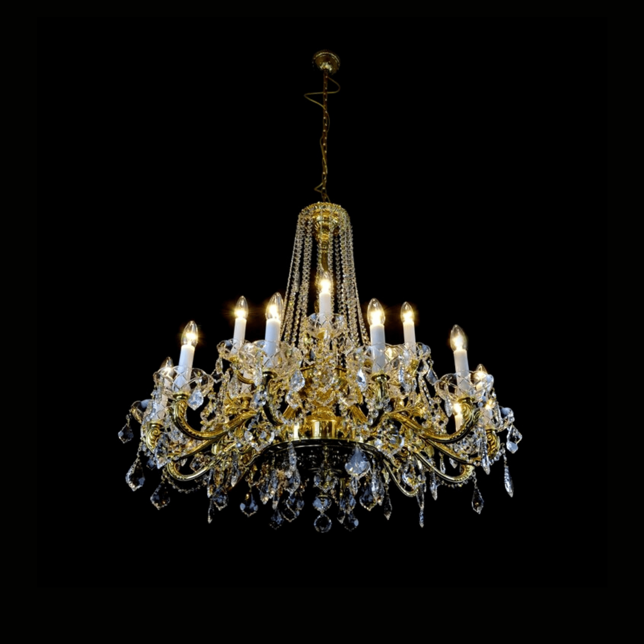 Virgo 18 Brass/Crystal Glass Chandelier - Wranovsky - Luxury Lighting BoutiqueBrass/Metal ChandeliersWranovsky