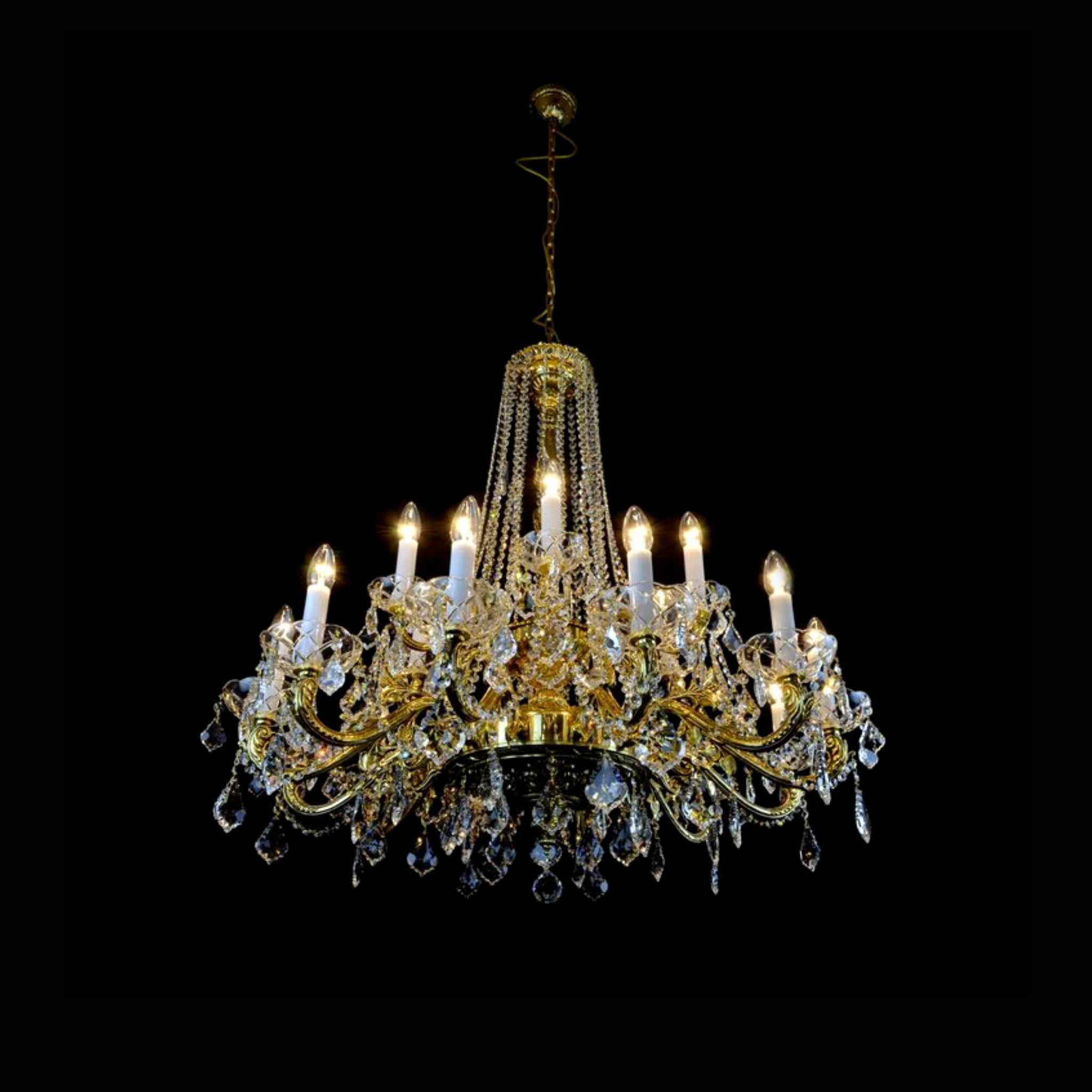 Virgo 18 Brass/Crystal Glass Chandelier - Wranovsky - Luxury Lighting Boutique