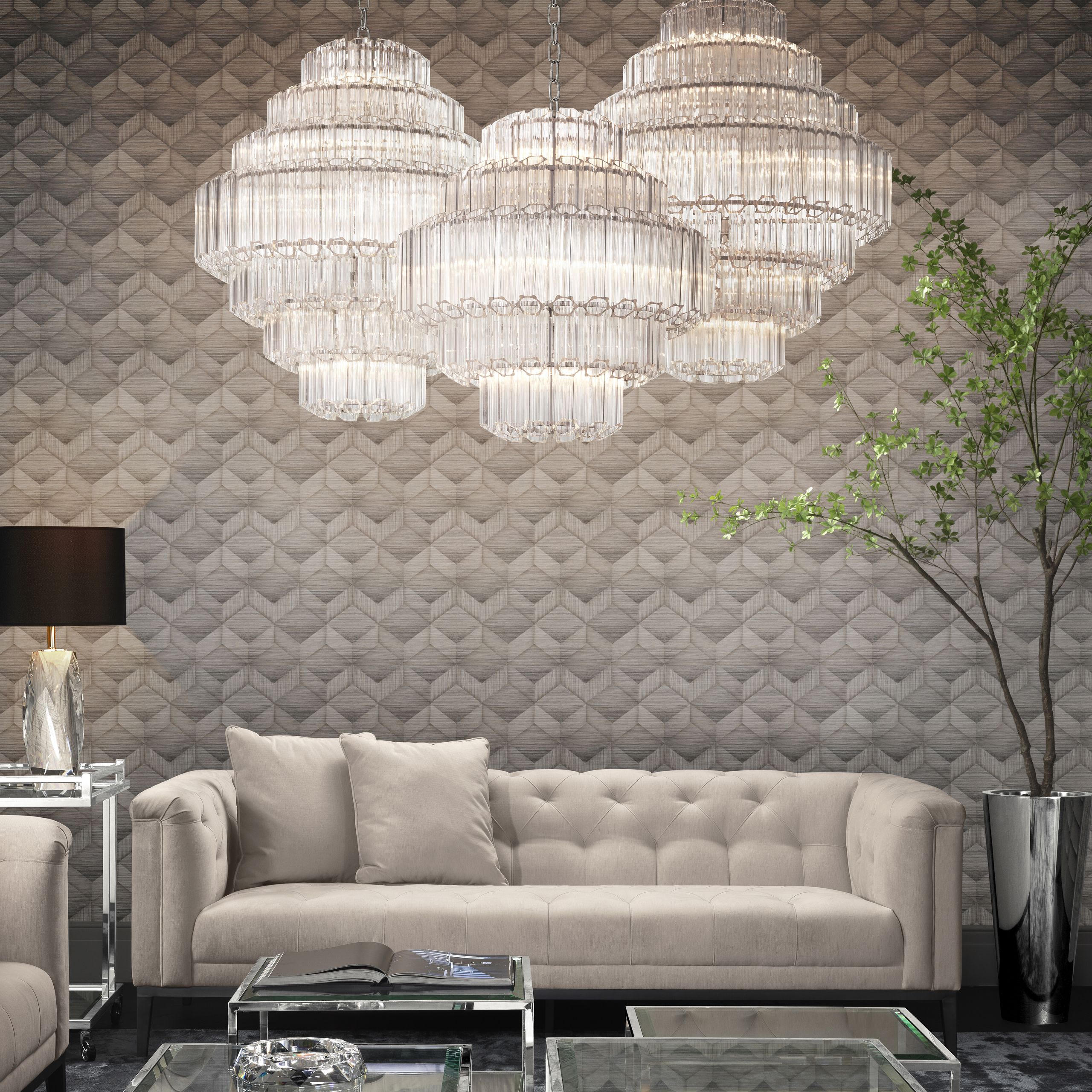Vittoria S Modern Glass Chandelier - Nickel - Eichholtz - Luxury Lighting BoutiqueCeiling LightEichholtz