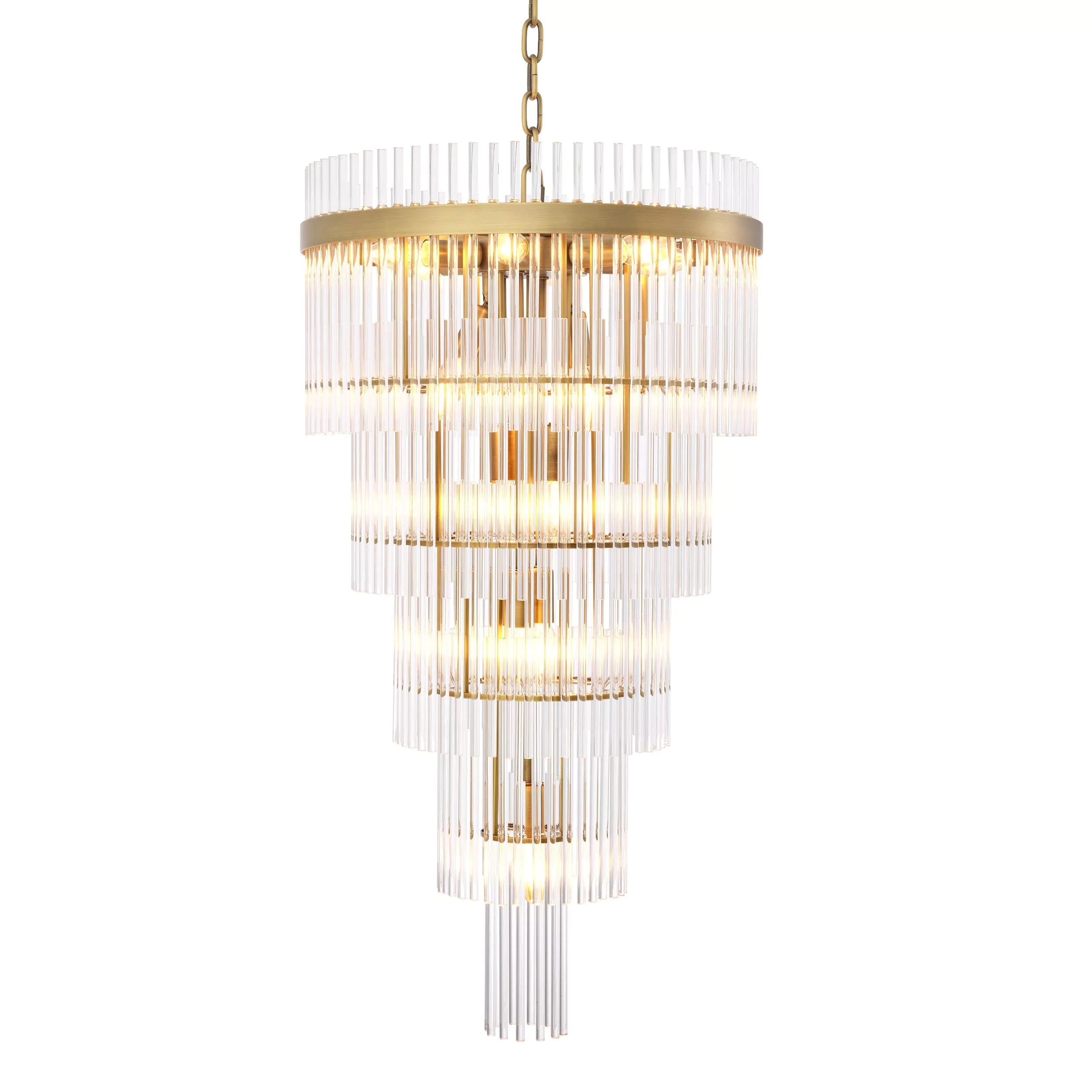 Yara S/L Modern Brass Chandelier (Antique Brass Finish/Clear Glass) - Eichholtz - Luxury Lighting Boutique