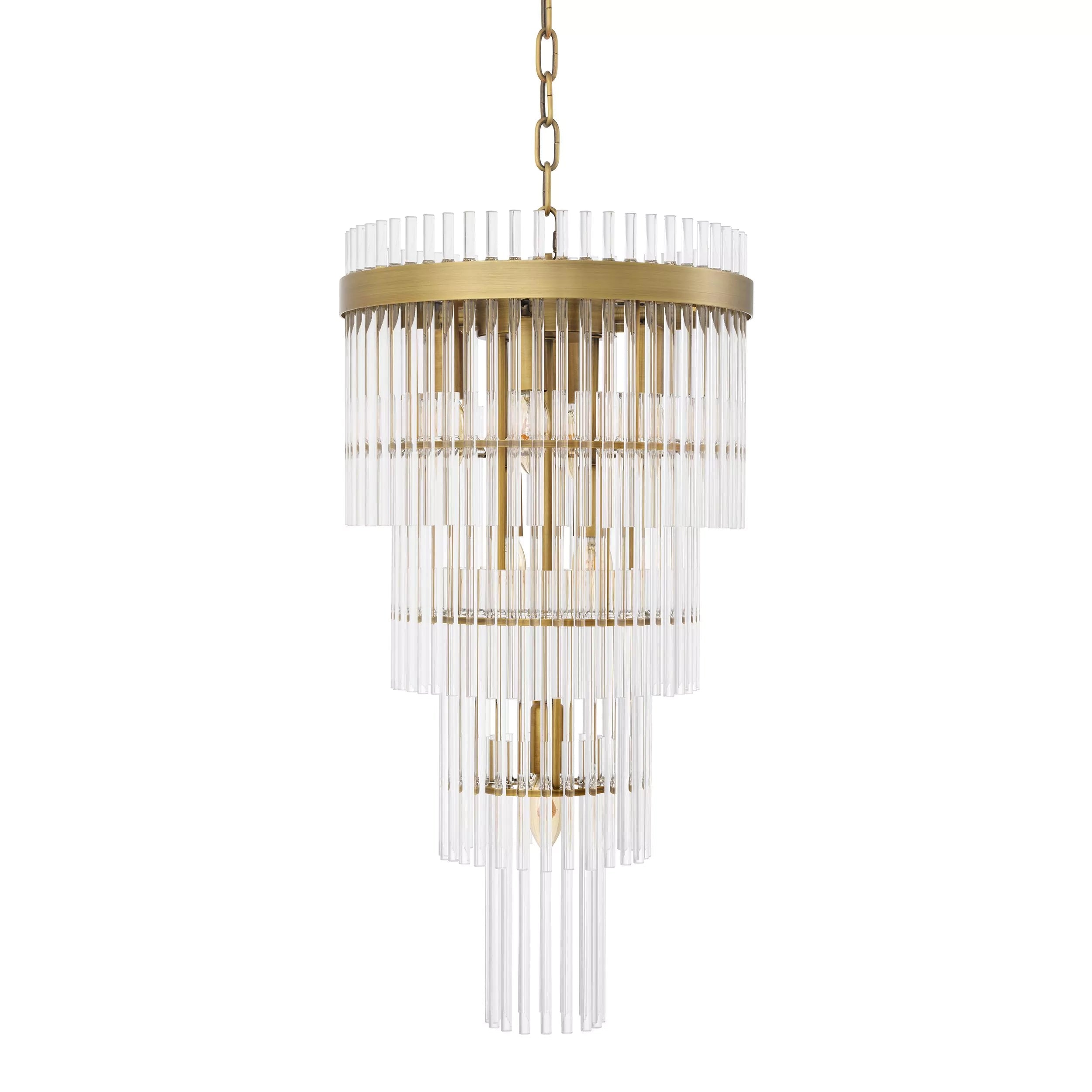 Yara S/L Modern Brass Chandelier (Antique Brass Finish/Clear Glass) - Eichholtz - Luxury Lighting Boutique