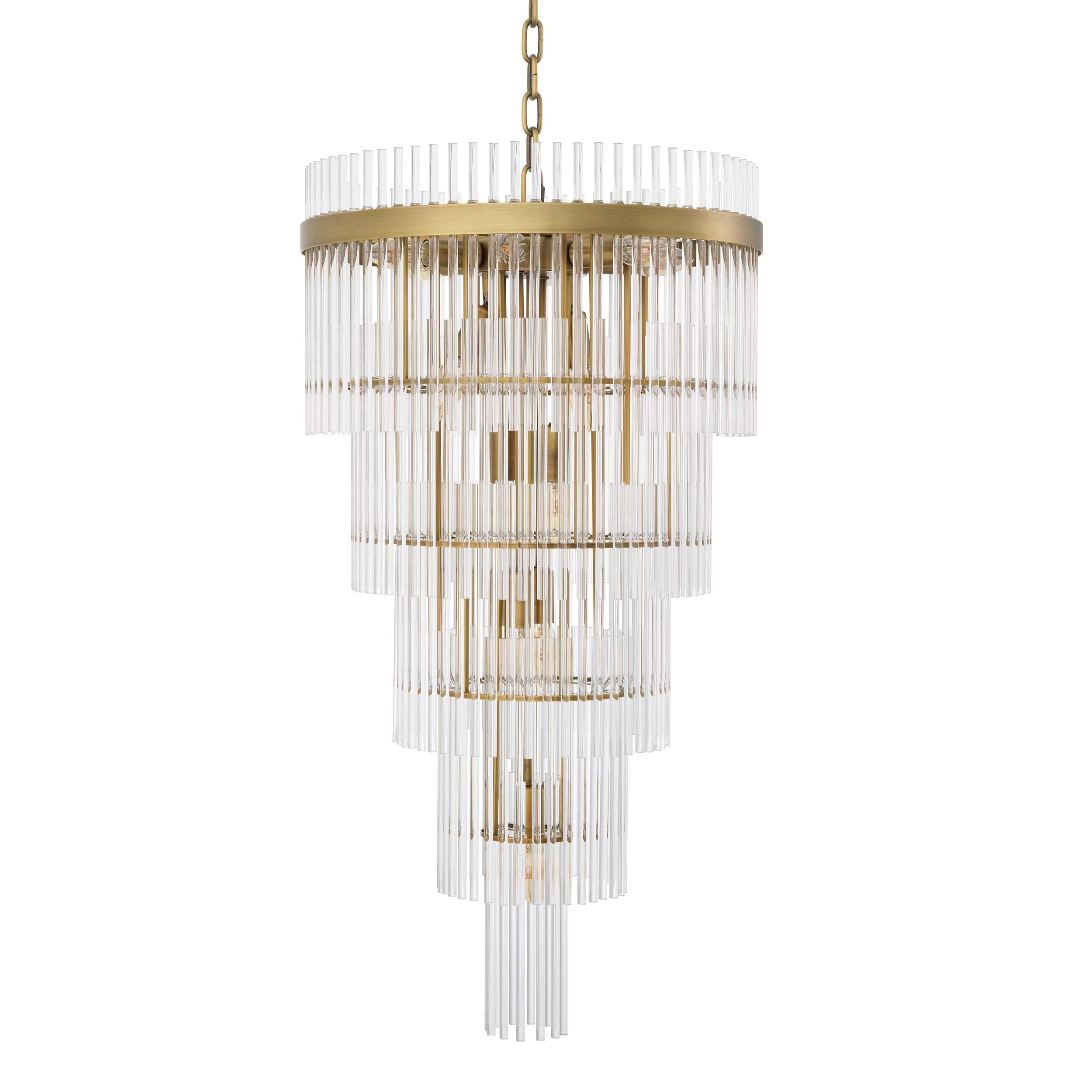 Yara S/L Modern Brass Chandelier (Antique Brass Finish/Clear Glass) - Eichholtz - Luxury Lighting Boutique