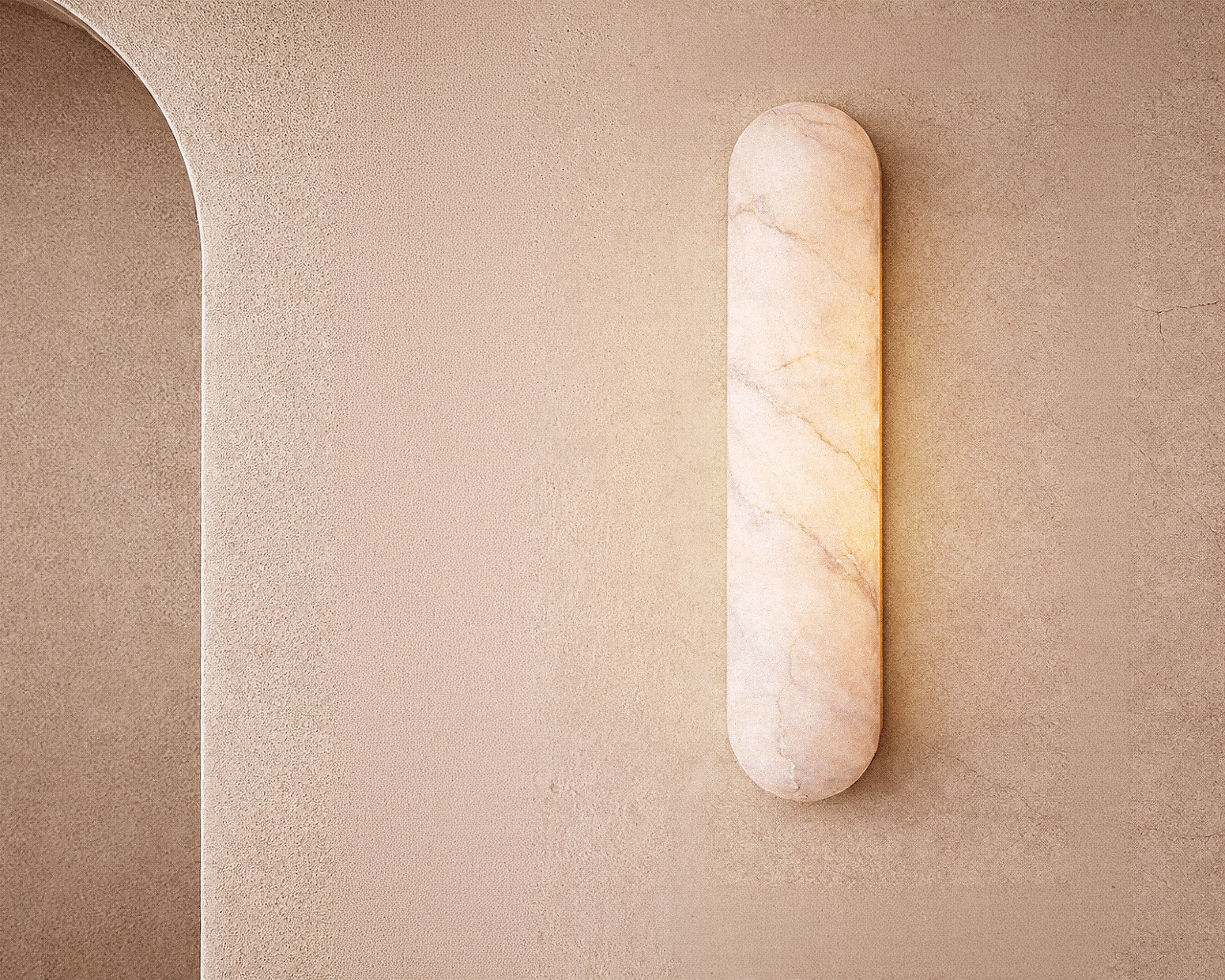 Alura IP44 Wall Light - Liang & Eimil featuring alabaster diffuser with brushed brass finish.