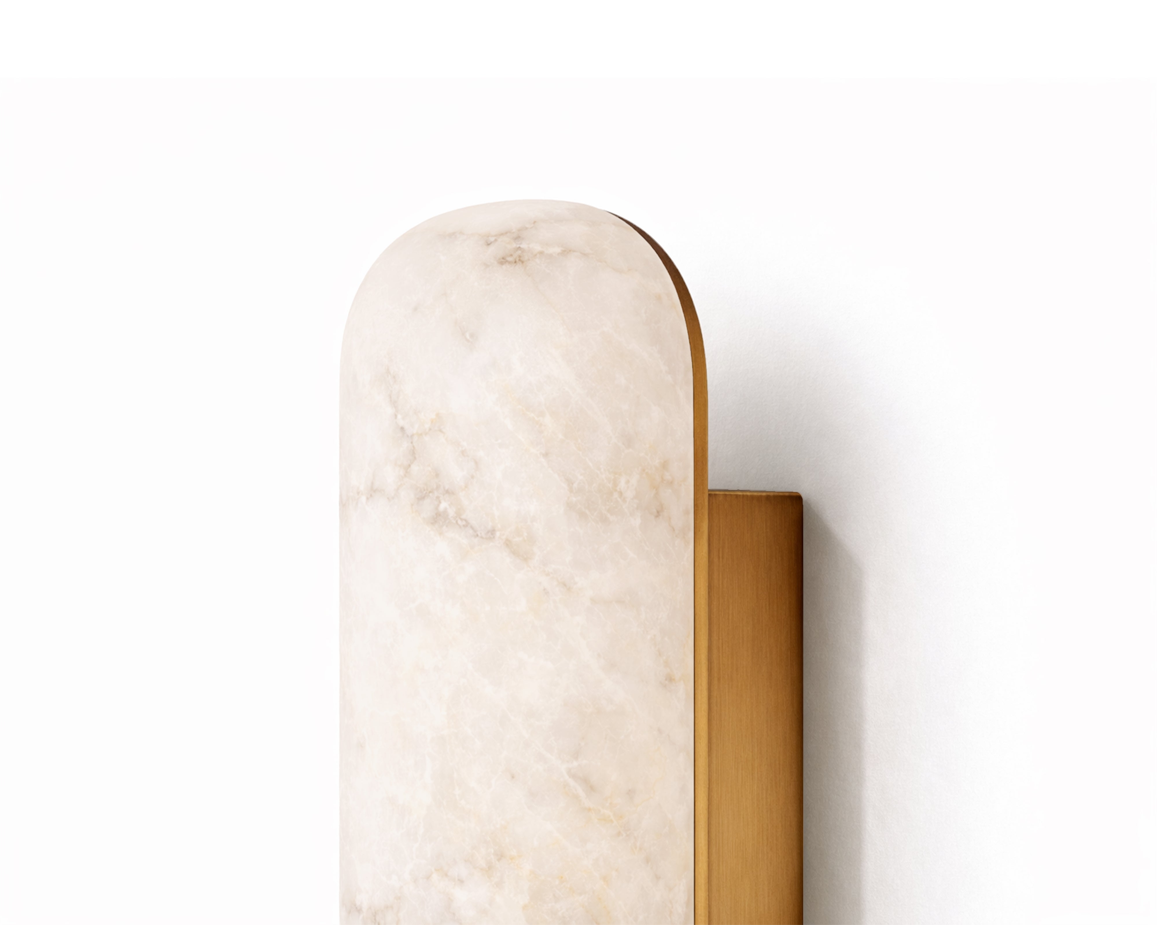 Alura IP44 Wall Light - Liang & Eimil featuring alabaster diffuser with brushed brass finish.