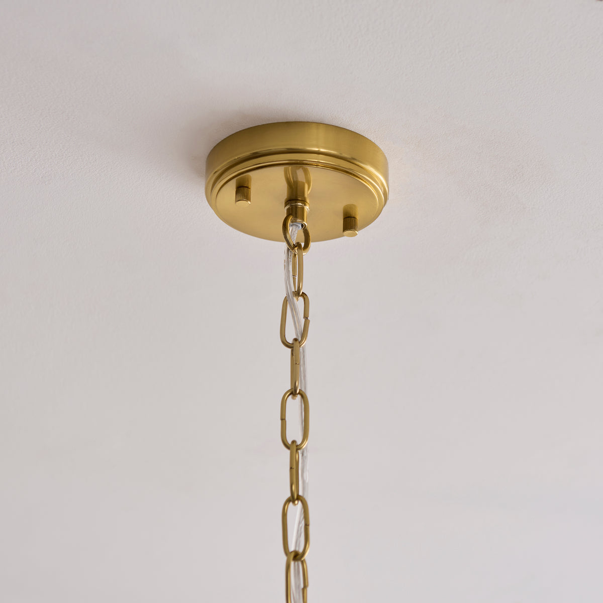 Ancara Pendant showcasing its height-adjustable chain and clear cable