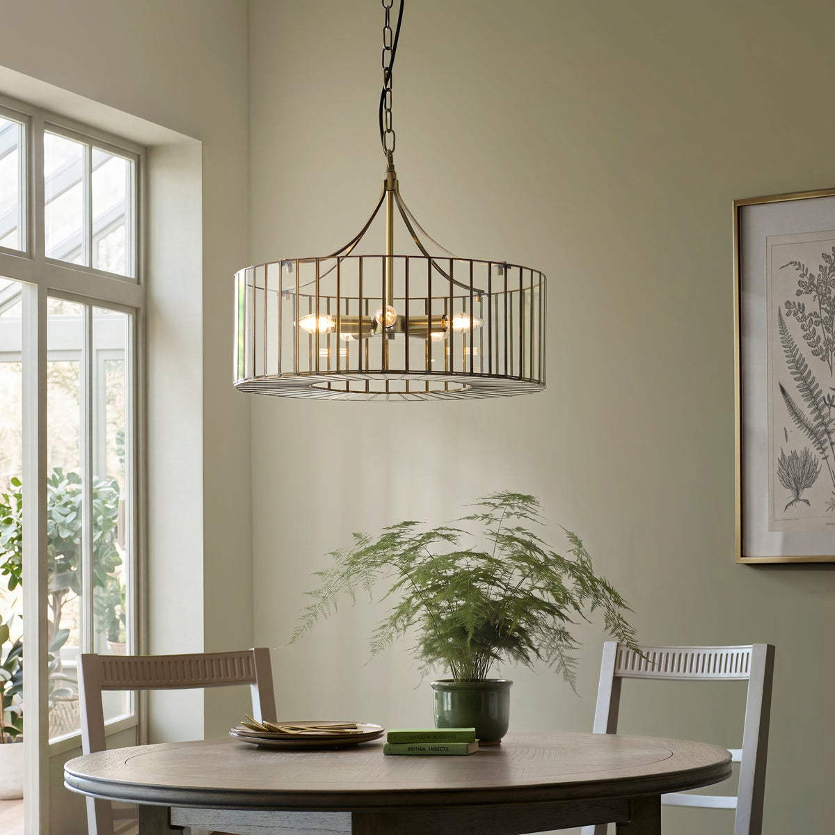 Antalya 5Lt Pendant creating an elegant focal point above a sophisticated dining table