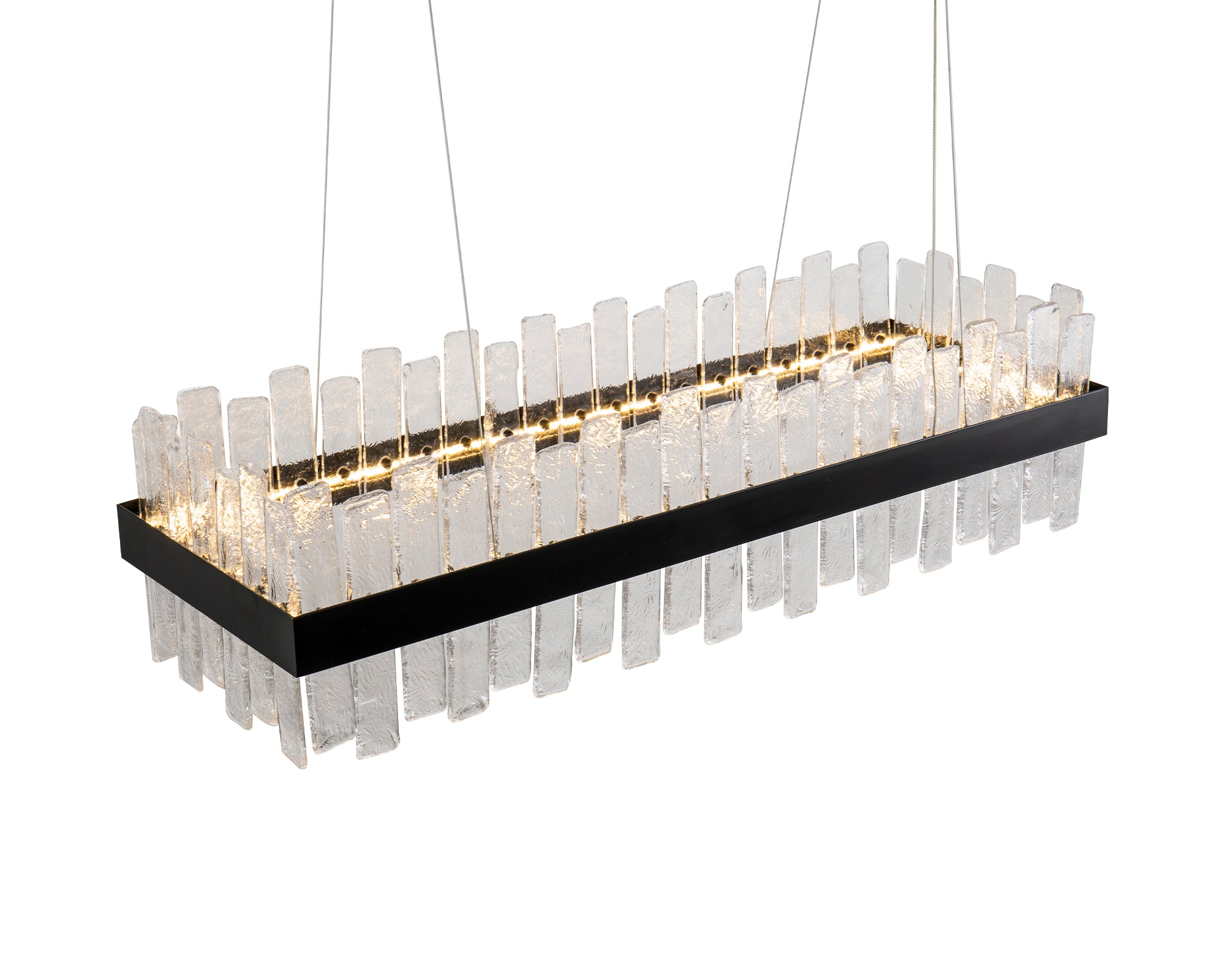 Aura Pendant Lamp - Liang & Eimil featuring organic clear glass panels and a matt black frame.