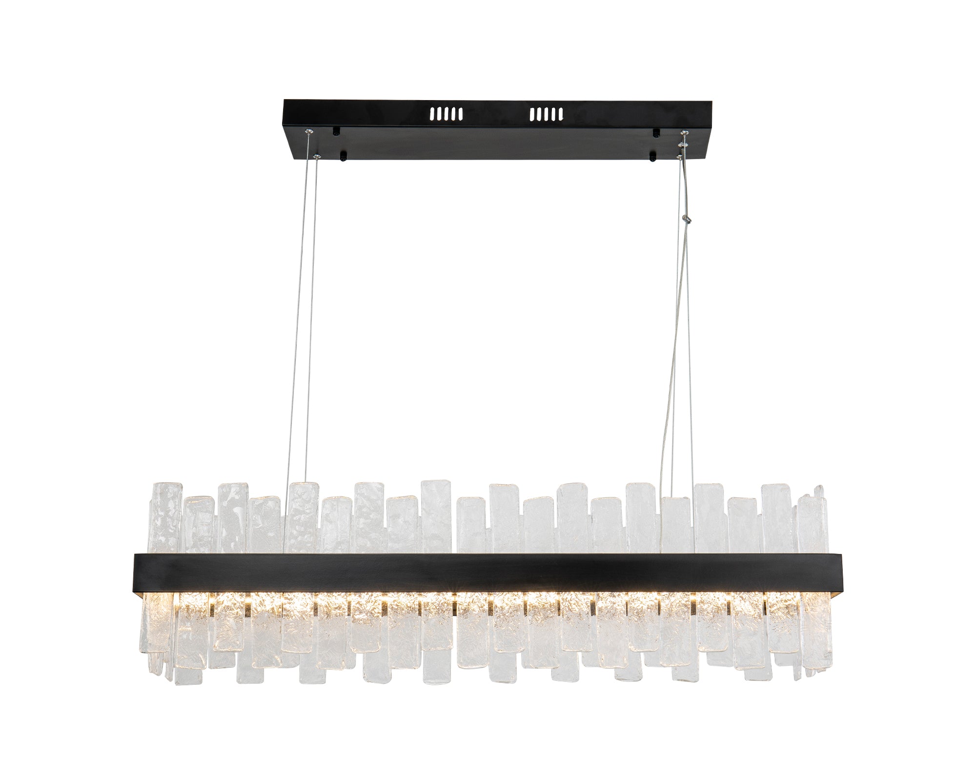 Aura Pendant Lamp - Liang & Eimil featuring organic clear glass panels and a matt black frame.