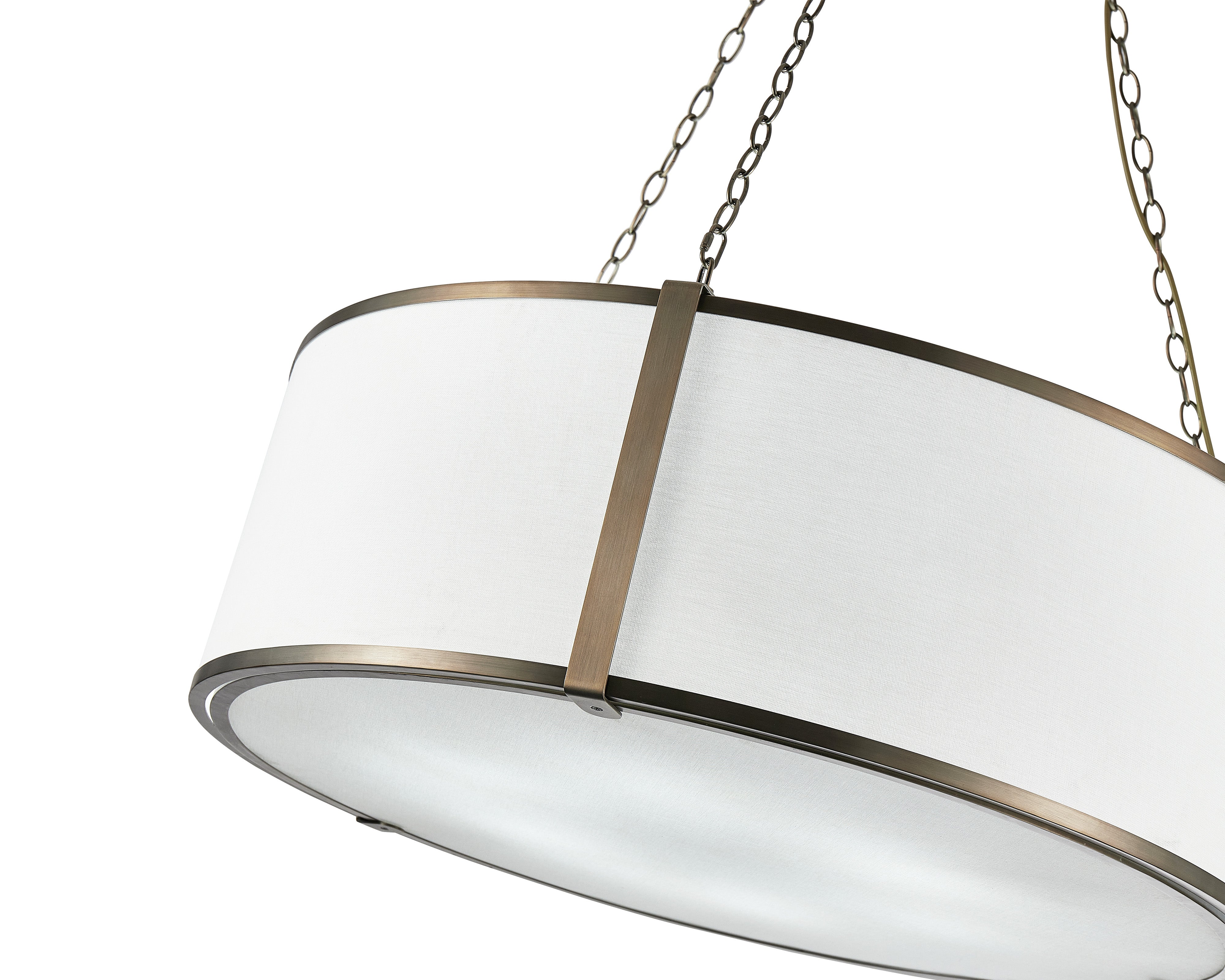 Baltimore Pendant Lamp - Antique Brass - Liang & Eimil featuring an off-white linen shade and antique brass finish.