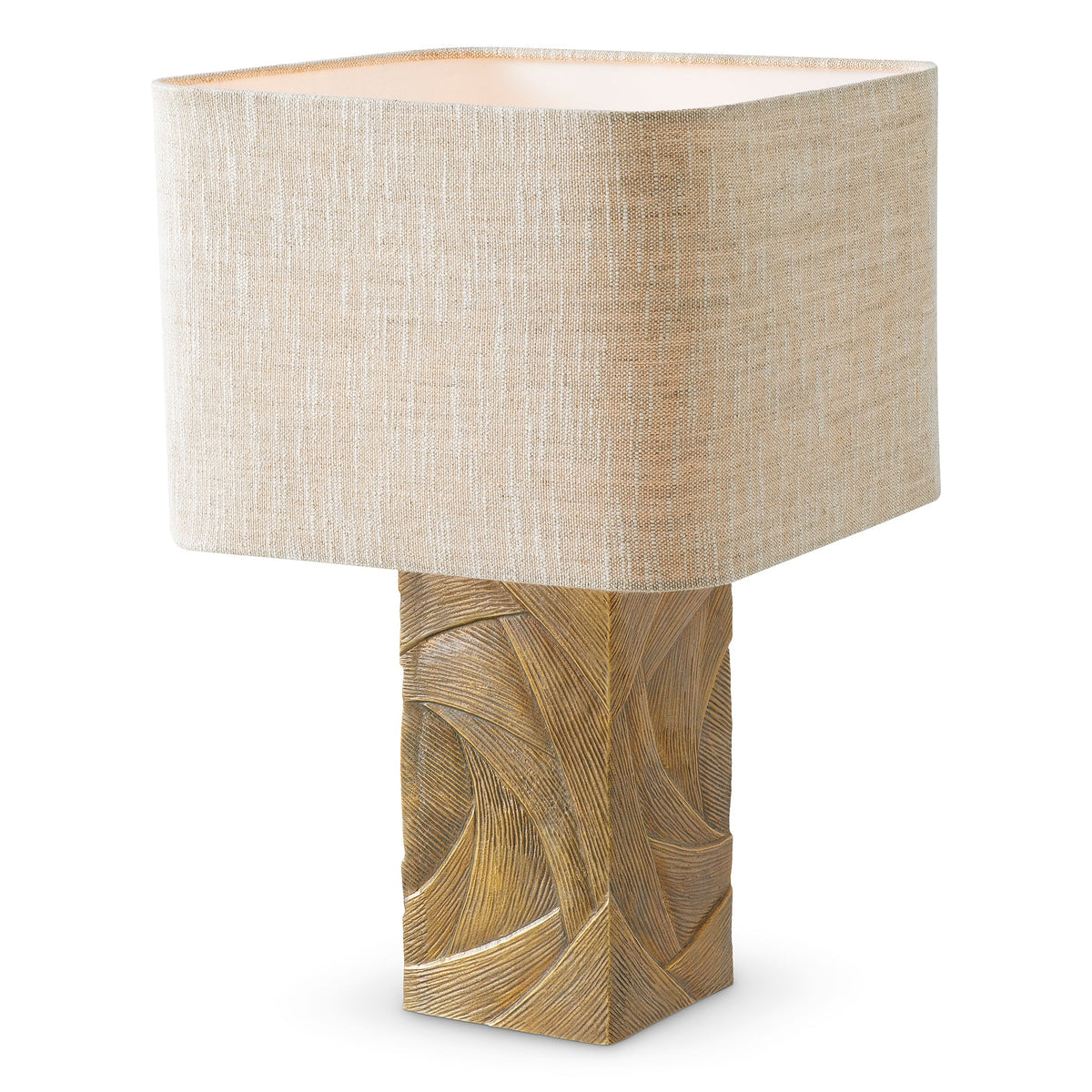 Bandol Table Lamp casting a warm and softly diffused glow through its natural shade
