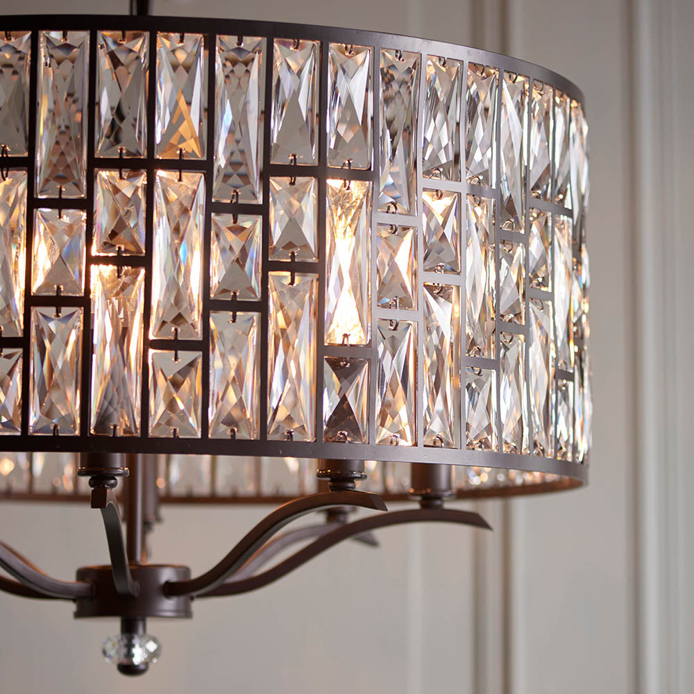 Premium detail of the faceted crystals designed to intensify the decorative light effect
