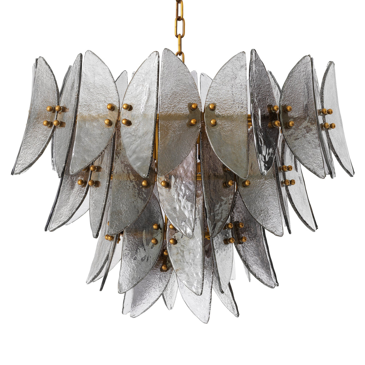 Premium detail view showcasing the antique brass framework and handmade recycled glass craftsmanship