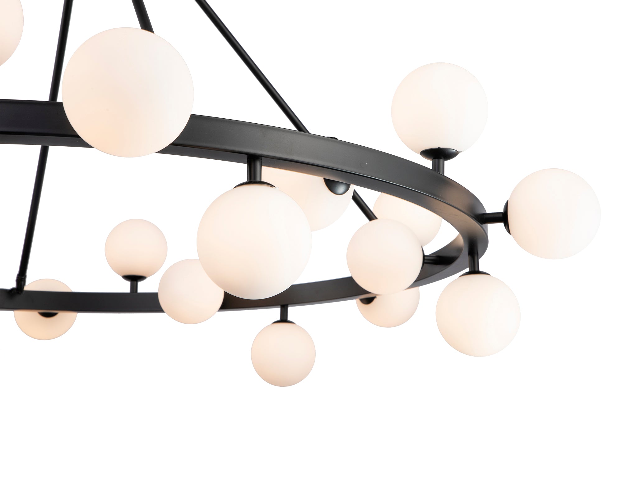 Bucolic Pendant Lamp Small - Liang & Eimil featuring white glass shades and a matt black frame.