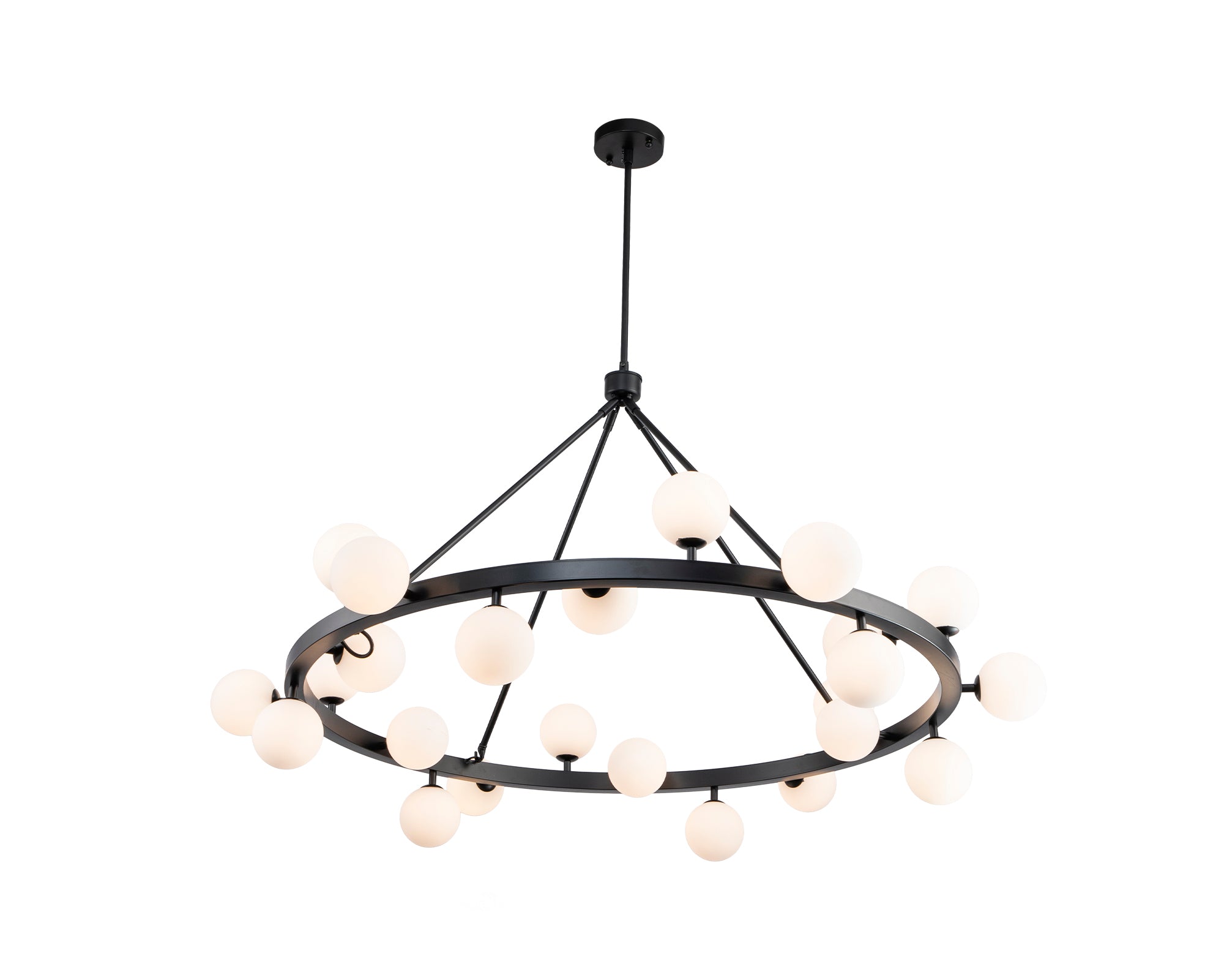 Bucolic Pendant Lamp Small - Liang & Eimil featuring white glass shades and a matt black frame.