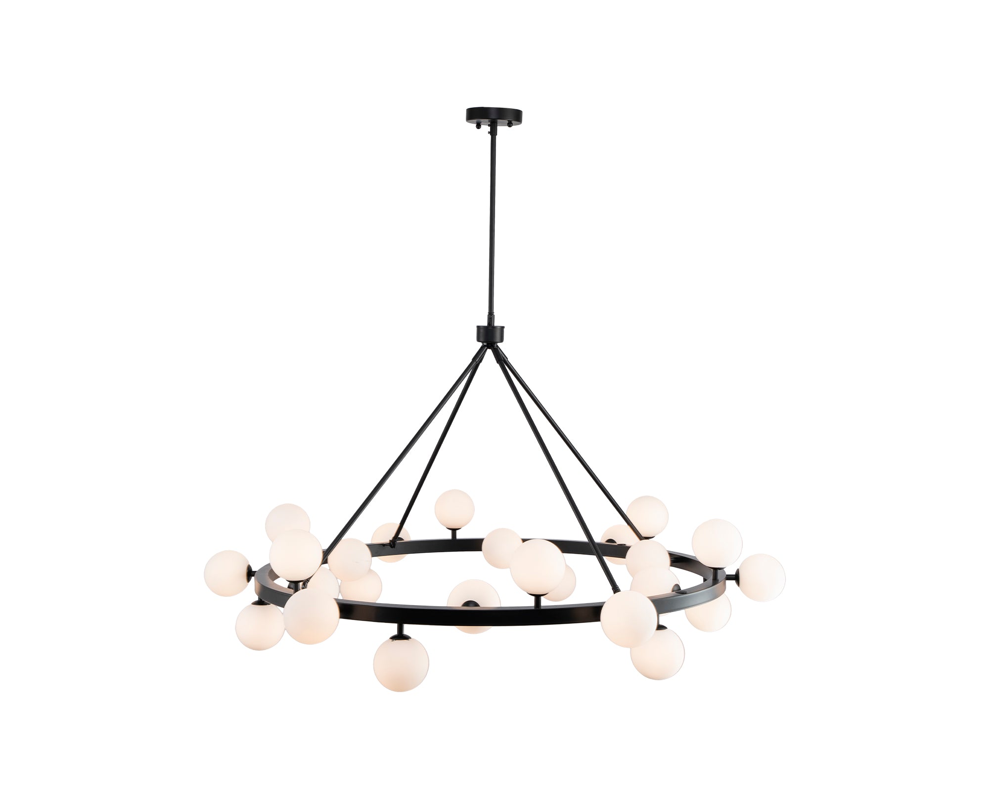 Bucolic Pendant Lamp Small - Liang & Eimil featuring white glass shades and a matt black frame.