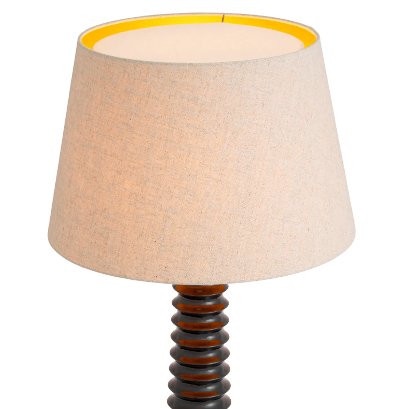 Callao Floor Lamp featuring a sophisticated round linen-mix shade