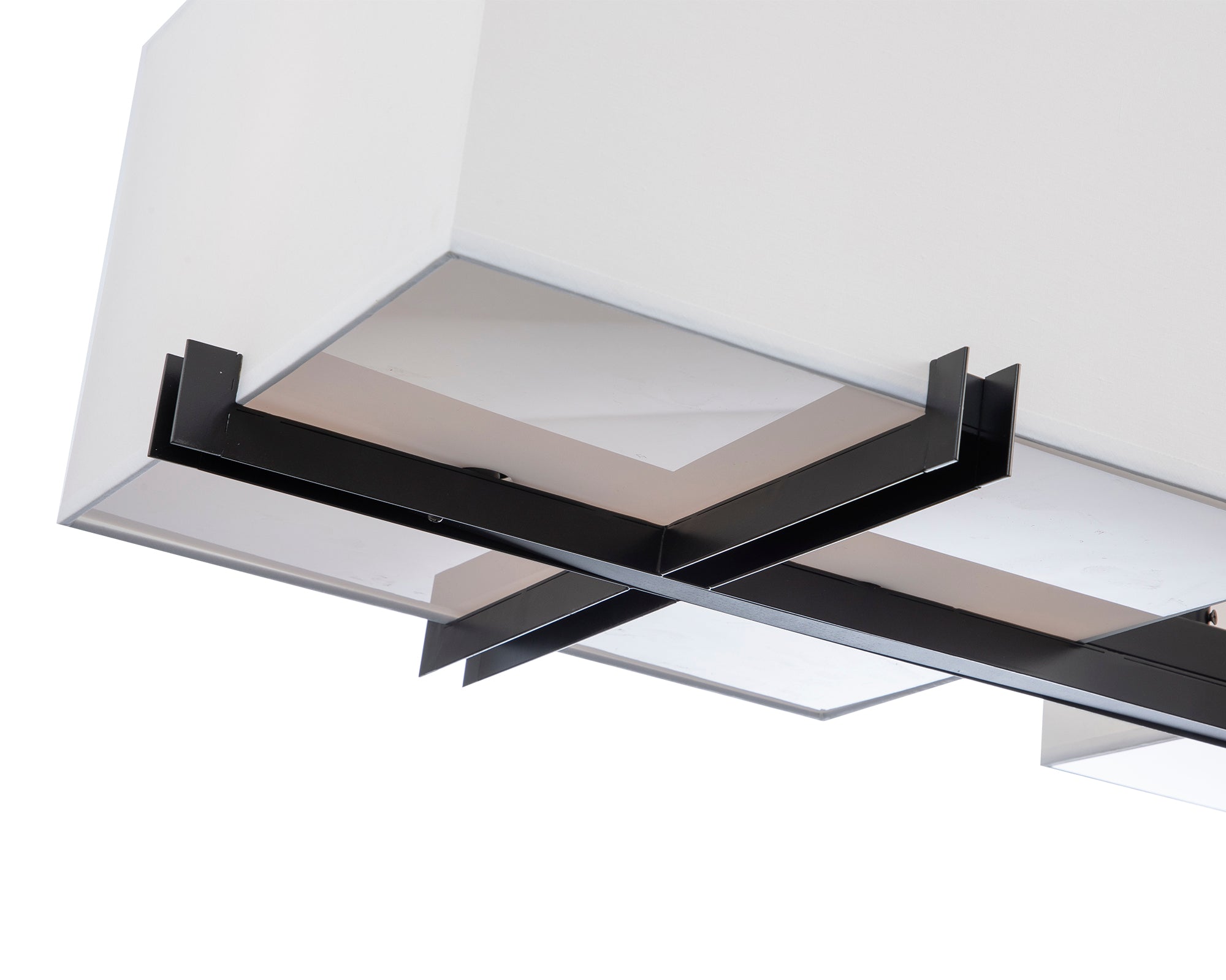 Cameron Pendant Lamp - Liang & Eimil featuring white fabric shades and a matt black frame.