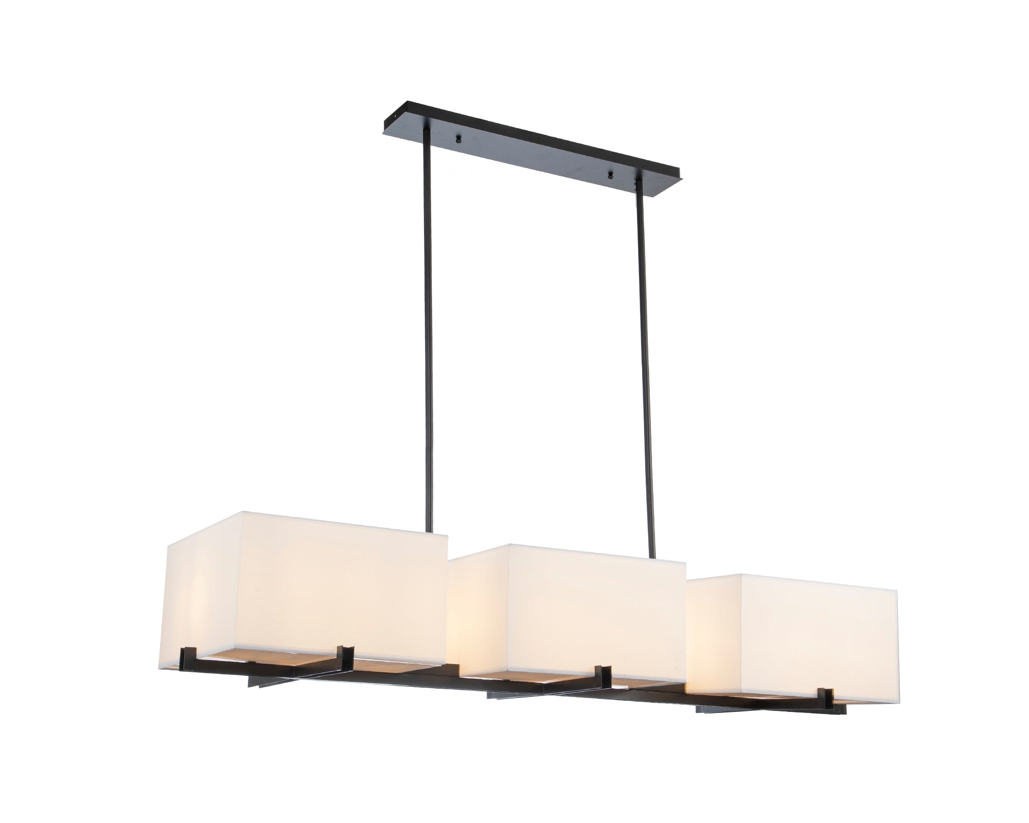 Cameron Pendant Lamp - Liang & Eimil featuring white fabric shades and a matt black frame.
