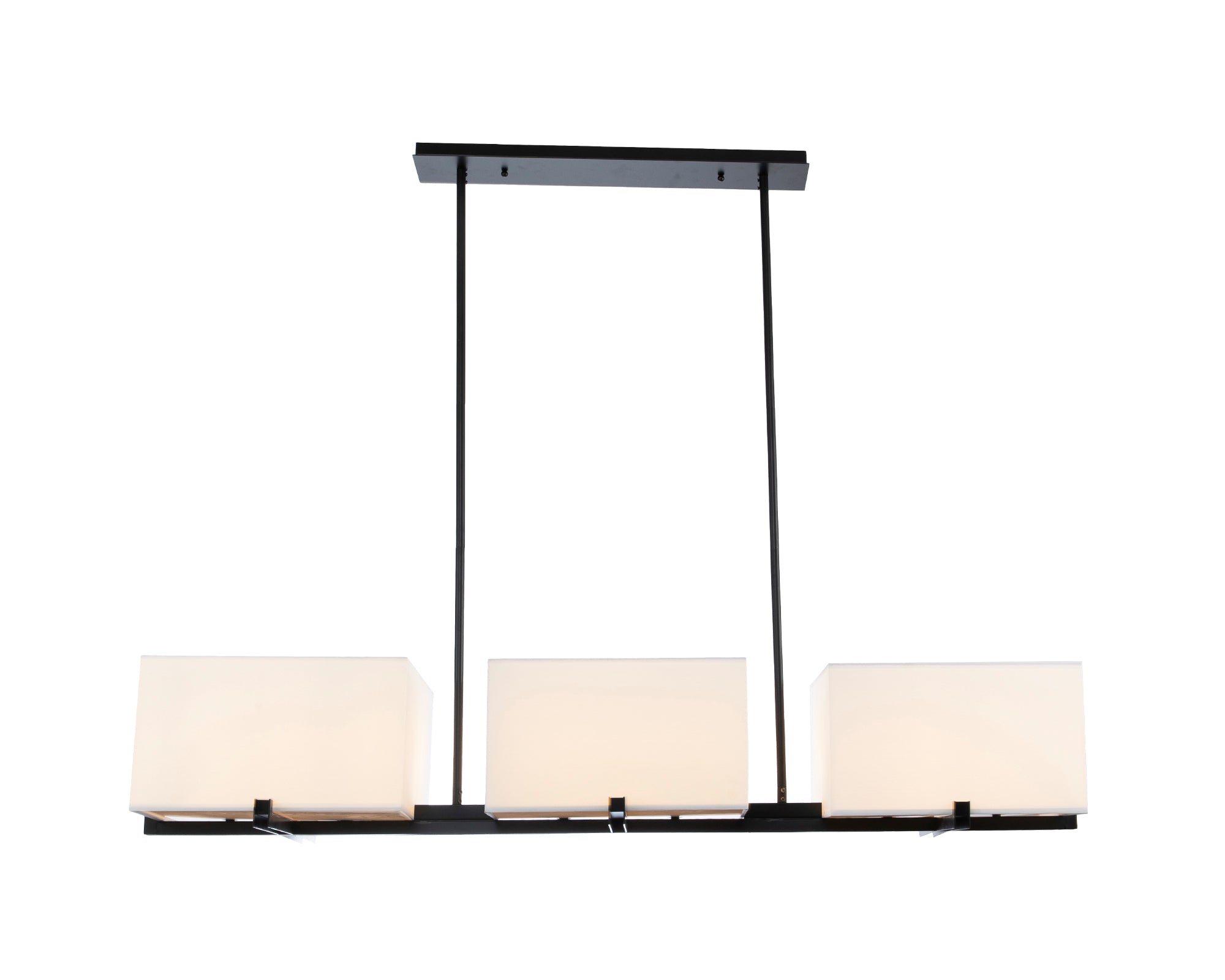 Cameron Pendant Lamp - Liang & Eimil featuring white fabric shades and a matt black frame.