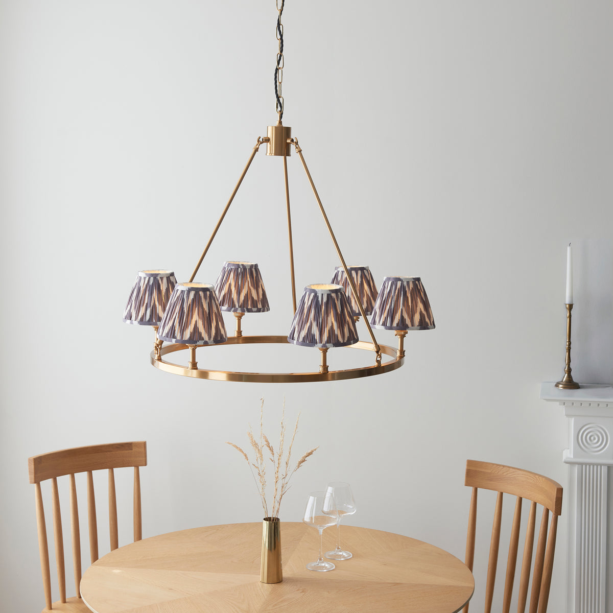 Chester & Zigzag 6Lt Pendant creating an elegant focal point above a sophisticated dining setting