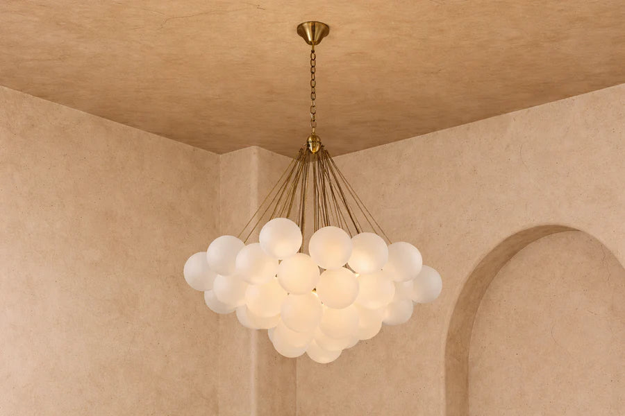 Cloud Pendant Lamp - Liang & Eimil features frosted glass shades and antique brass chains for a soft, ethereal statement lighting design.