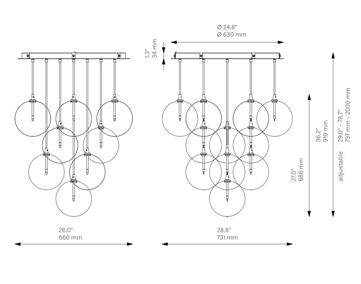 Cluster 13 Chandelier - Schwung - Luxury Lighting BoutiqueChandelierSchwung