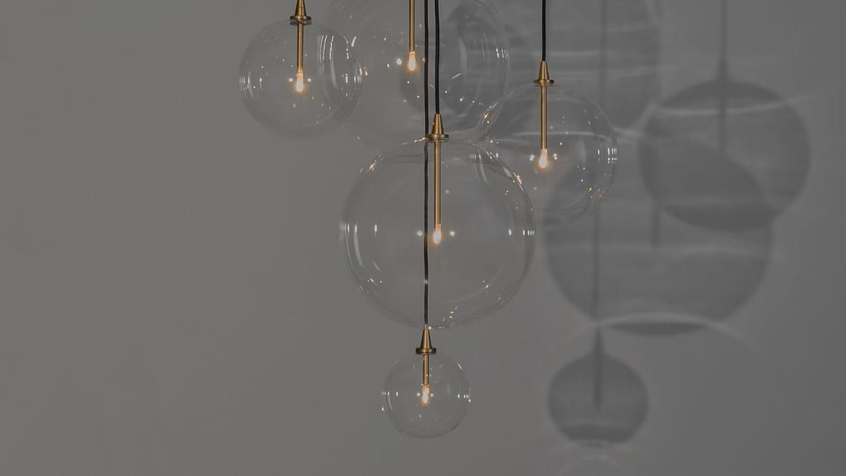 Schwung Cluster 5 Mix Chandelier in Polished Nickel