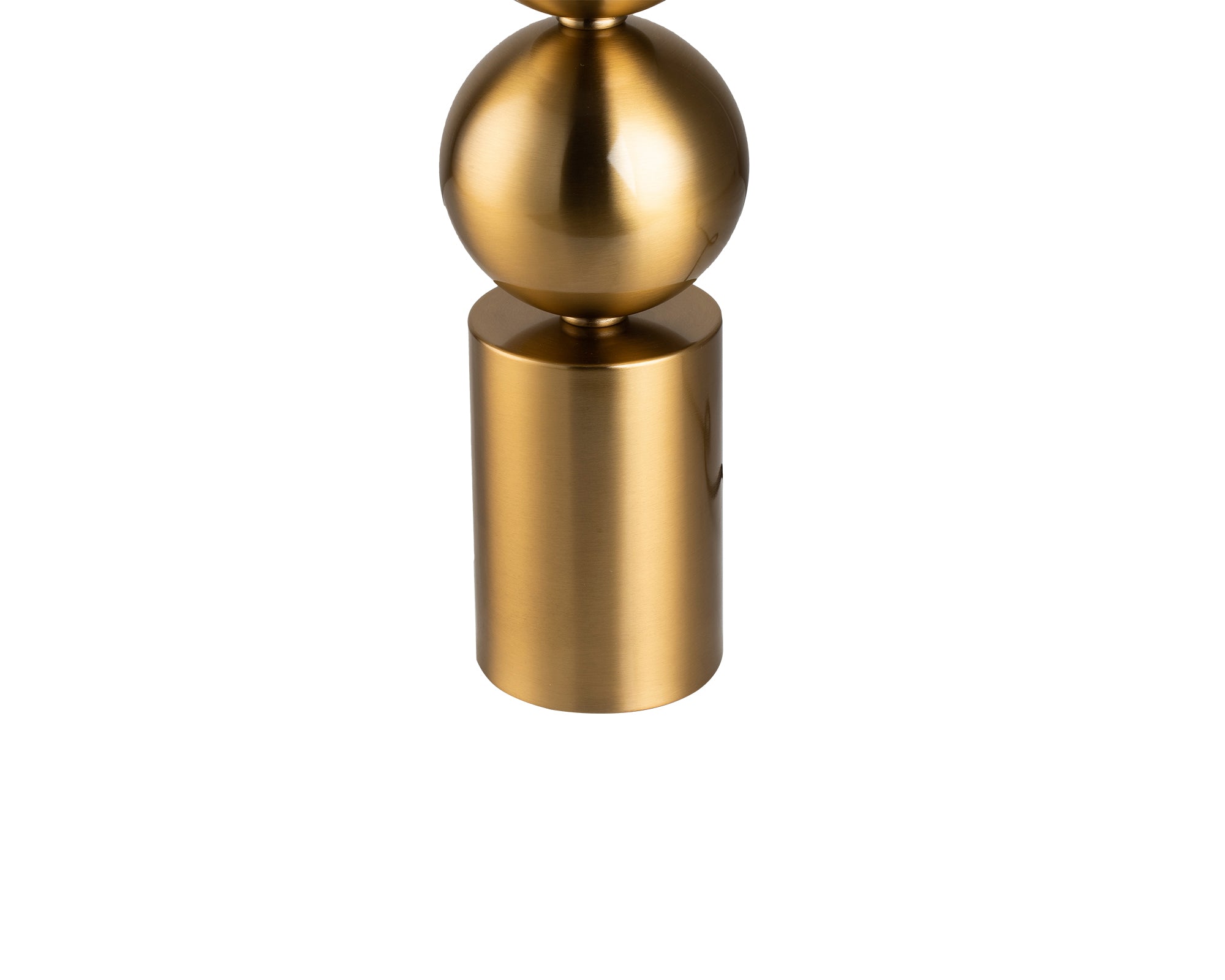 Corina Table Lamp by Liang & Eimil featuring a travertine marble cylindrical base with antique brass detailing and a beige linen shade