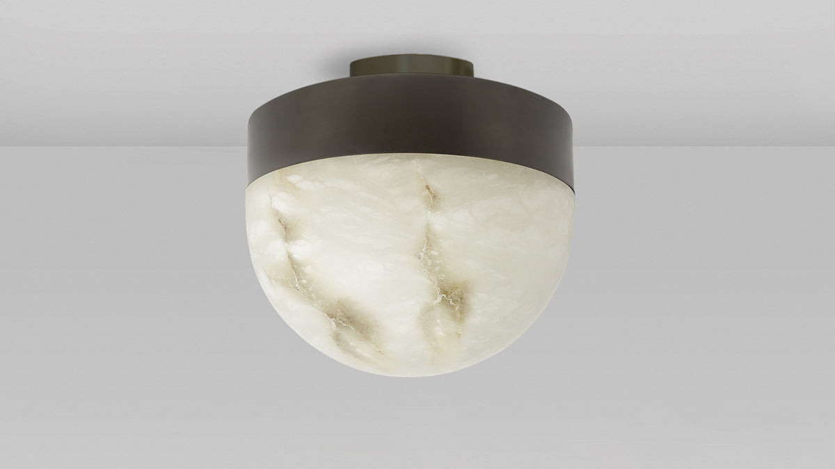 Lucid Ceiling Flush in Bronze with honed alabaster