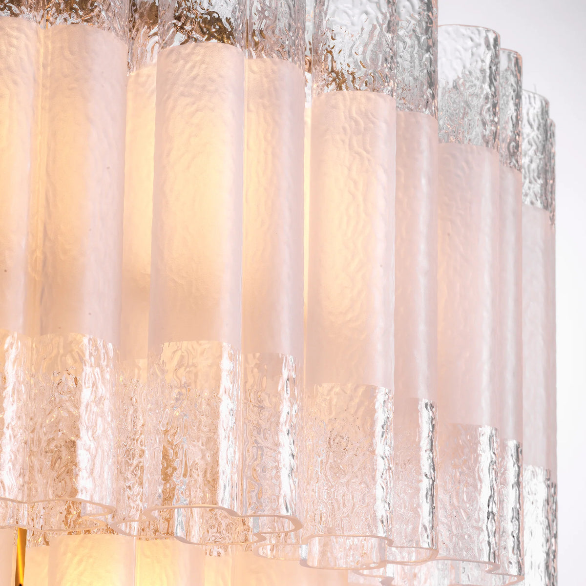 Luxurious recycled glass elements creating a softly diffused illumination