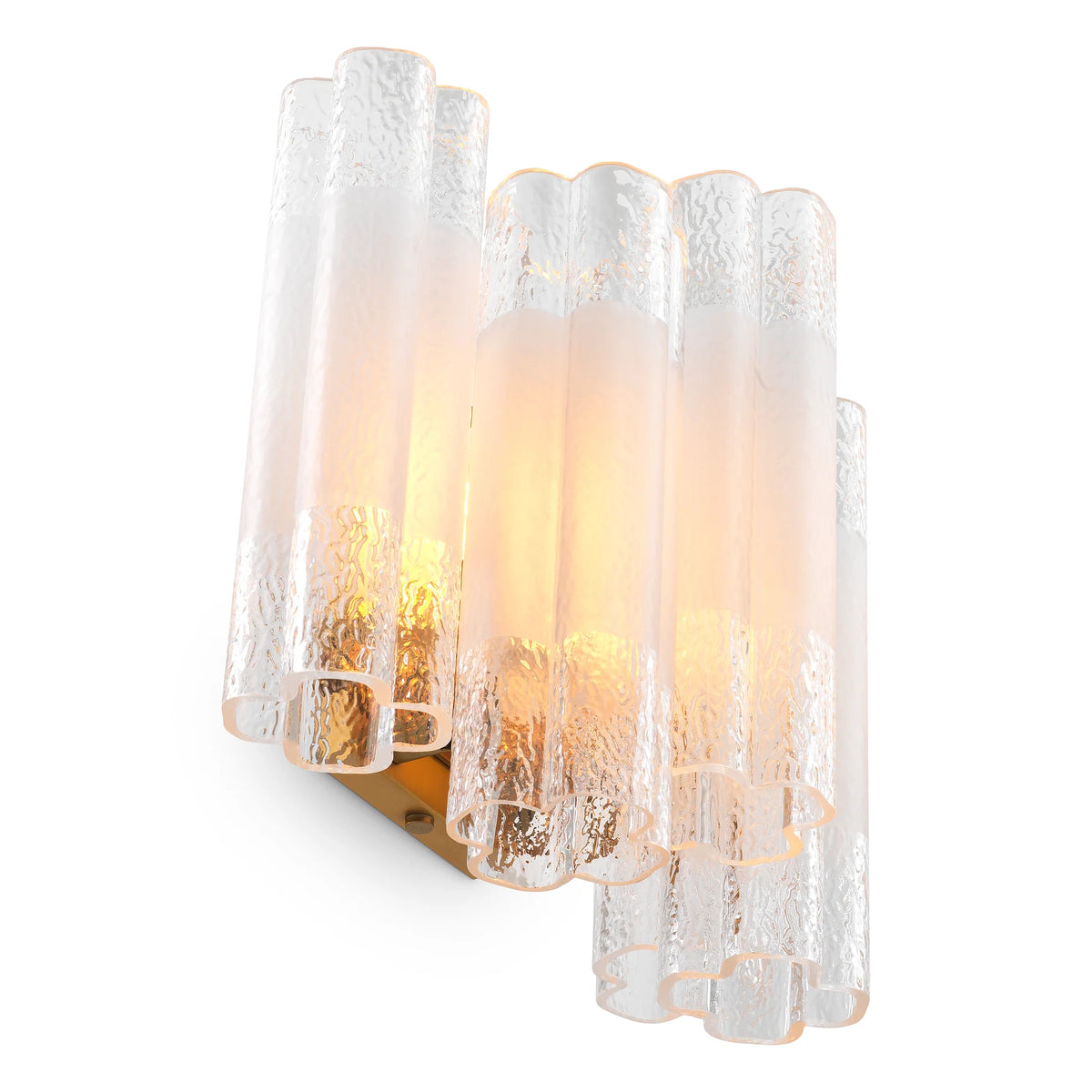 Close-up of the hand-finished glass detailing of the Denton Wall Lamp