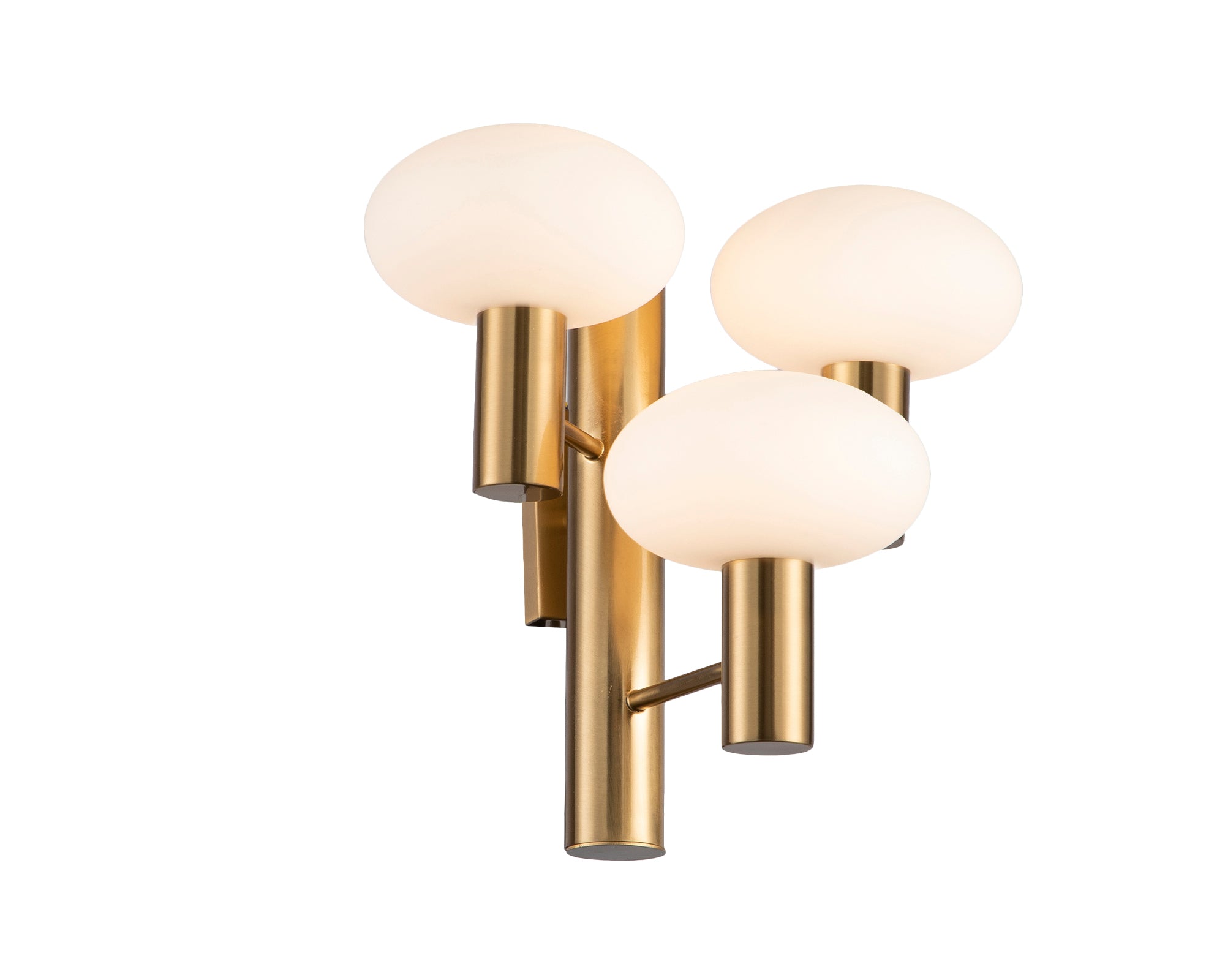 Eliseo Wall Light by Liang & Eimil with white glass globes and antique brass finish