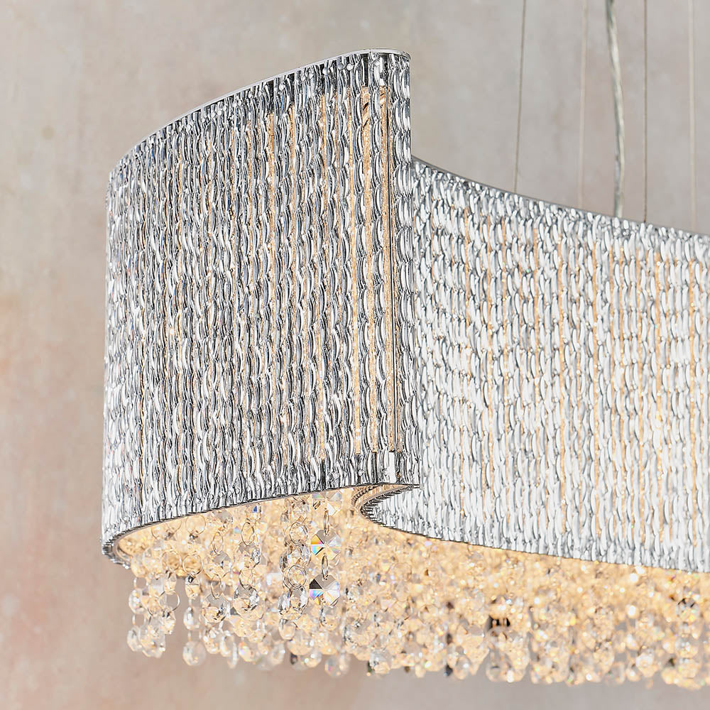 Close-up showcasing the high-quality reflective K9 clear crystal details