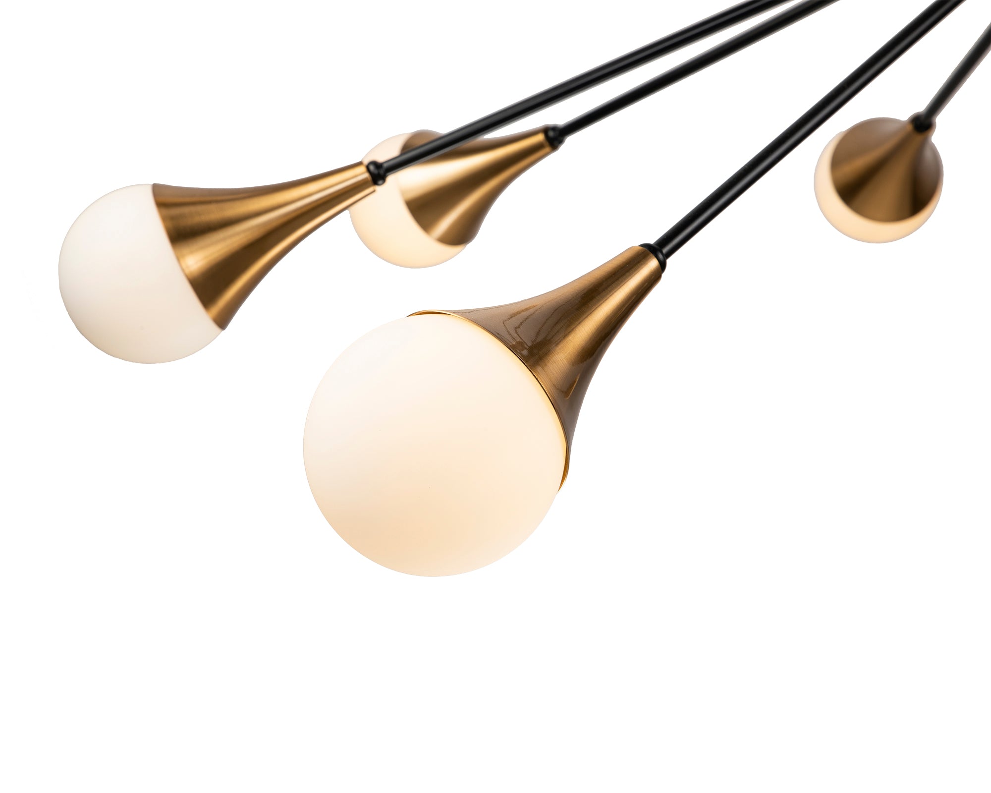 Gamma Pendant Lamp - Liang & Eimil featuring a celestial firework design in matt black, antique brass, and white glass.