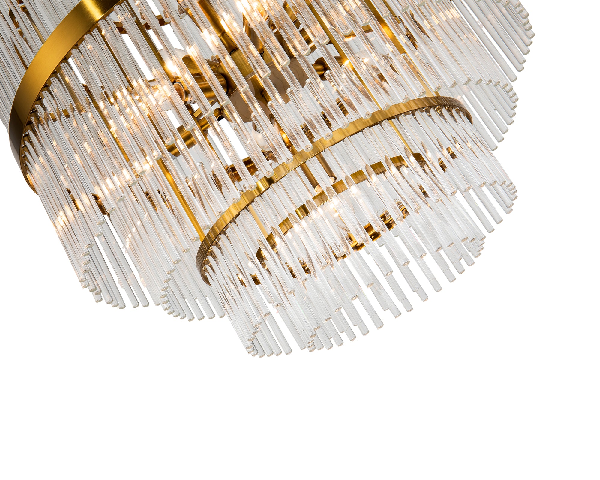 Gem Pendant Lamp - Liang & Eimil featuring cascading clear glass rods and a brushed brass frame.