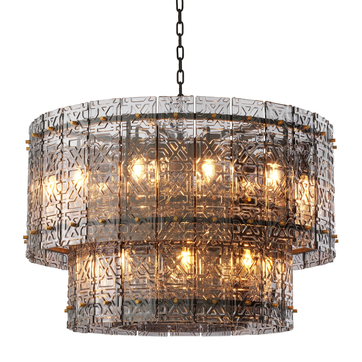 Georgette Chandelier showcasing a sculptural bronze finish and layered geometric silhouette