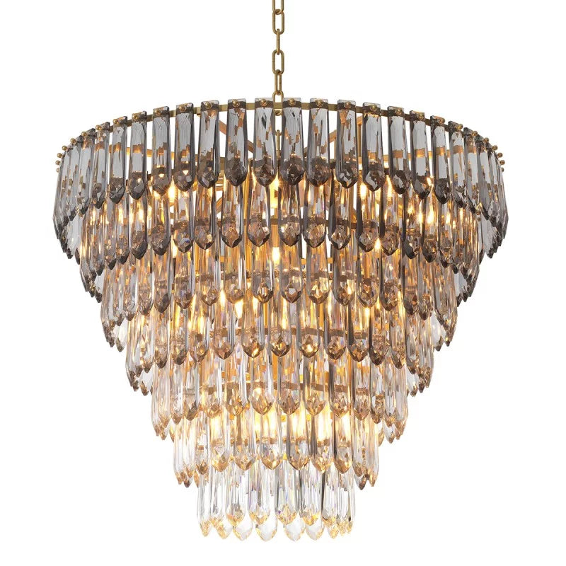 Gwendolyn Chandelier showcasing cascading smoke and clear glass with an elegant ombré effect