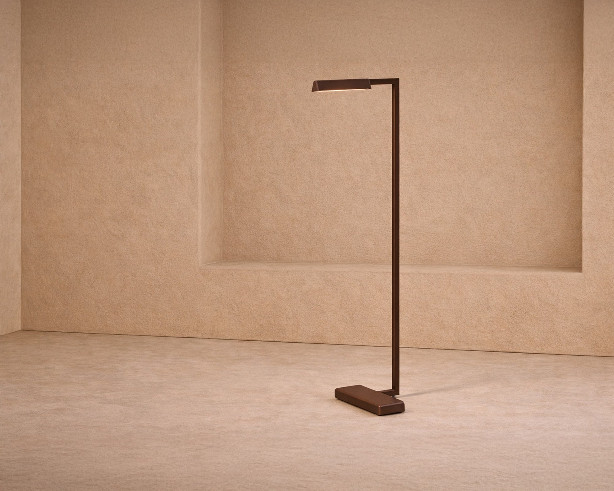 Karl Reading Floor Lamp by Liang & Eimil featuring a tapered ash wood frame, bronze accents, and white linen shade