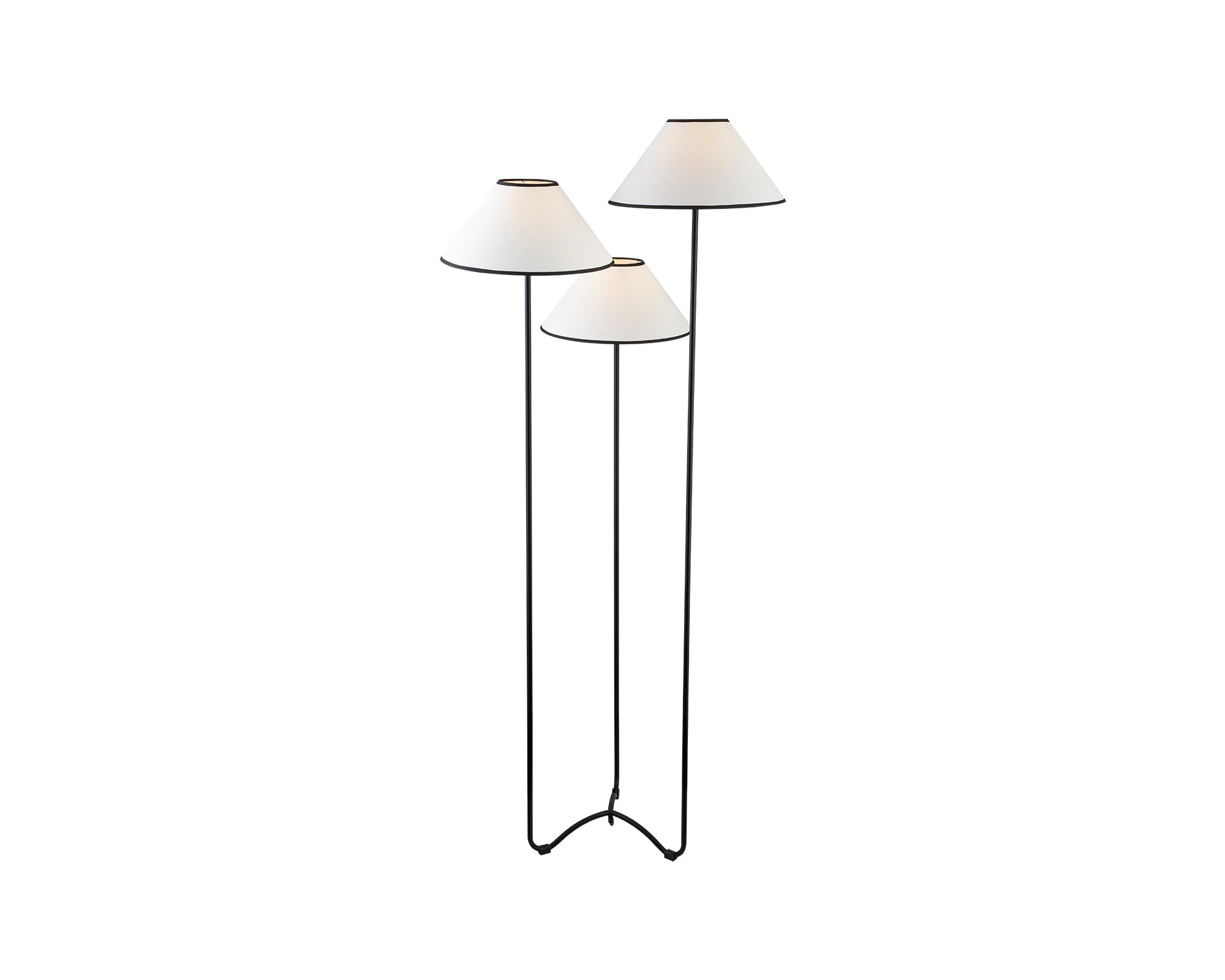 Langless Floor Lamp by Liang & Eimil featuring a matte black metal frame and white cotton shade