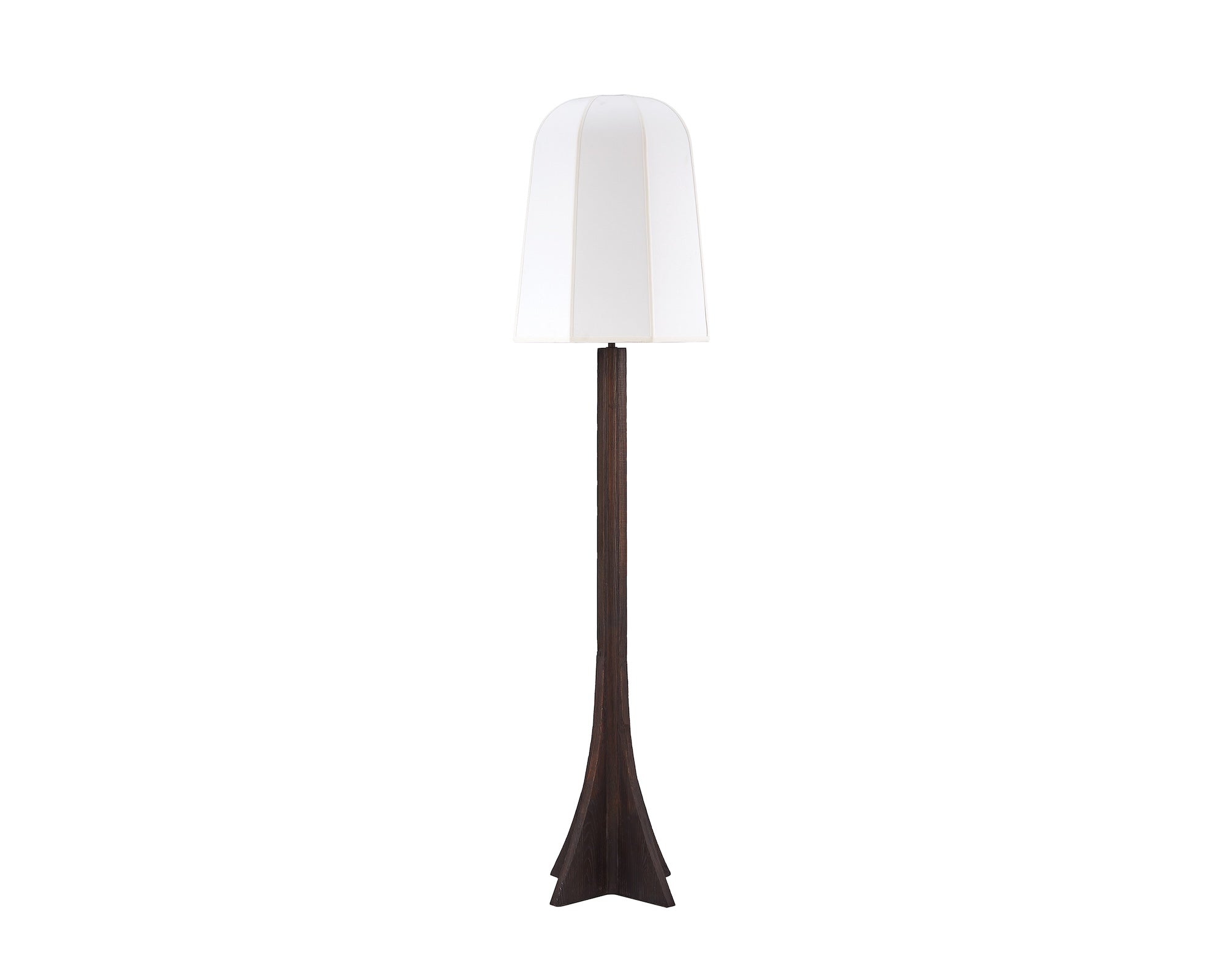 Axel Floor Lamp by Liang & Eimil featuring a classic brown ash wood base and white linen shade