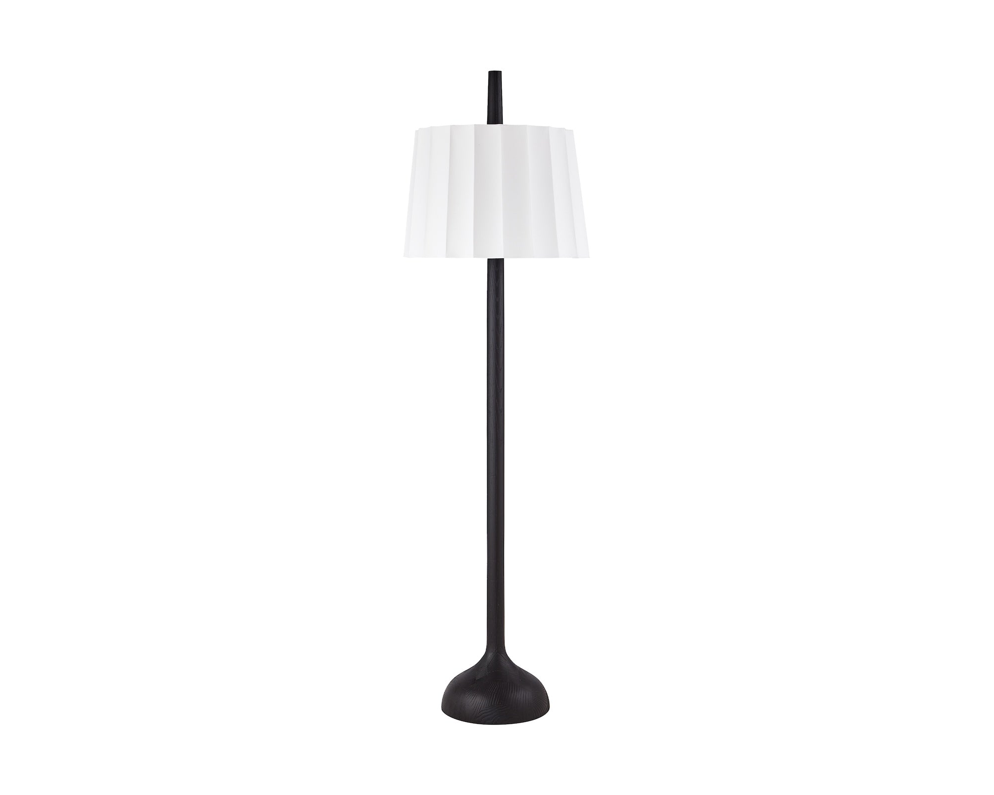Conti Floor Lamp by Liang & Eimil featuring a black brushed ash base and white linen shade