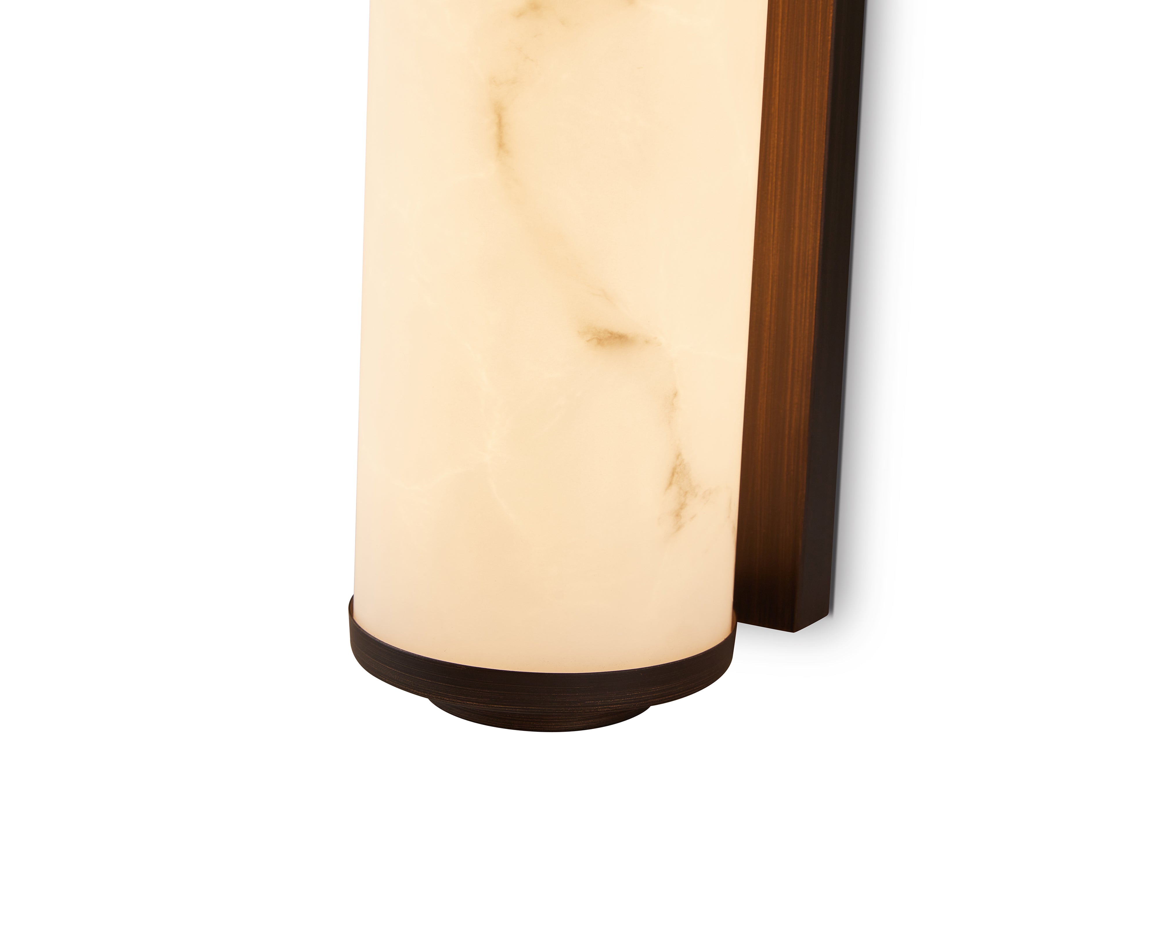 Fento Large Wall Lamp by Liang & Eimil with antique bronze frame and alabaster-effect illuminated diffuser